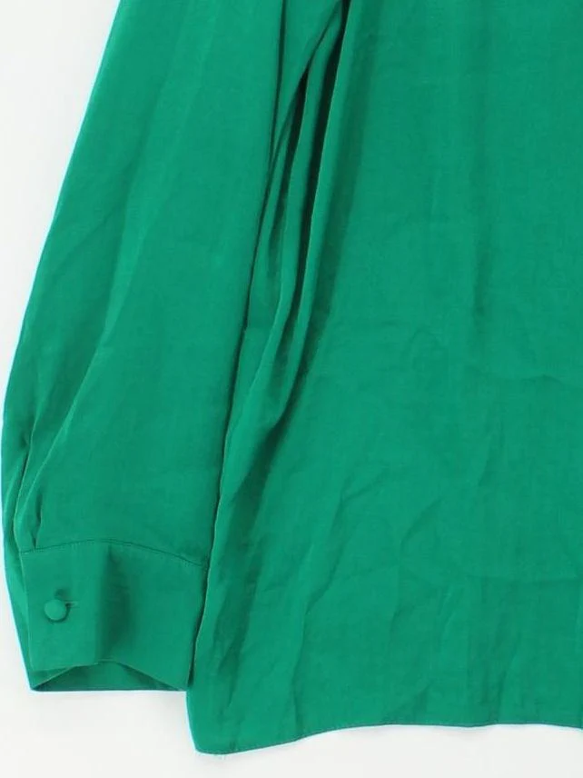 Topshop Women's Shirt UK 14 Green 100% Polyester Long Sleeve Collared Basic - Image 4