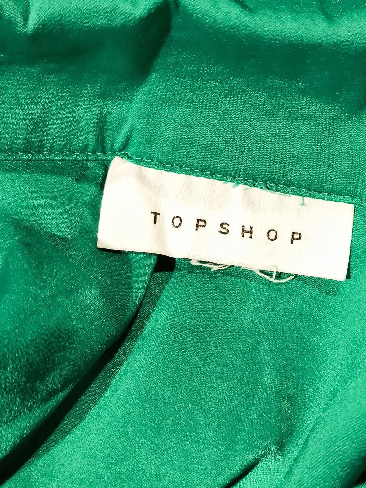 Topshop Women's Shirt UK 14 Green 100% Polyester Long Sleeve Collared Basic - Image 5