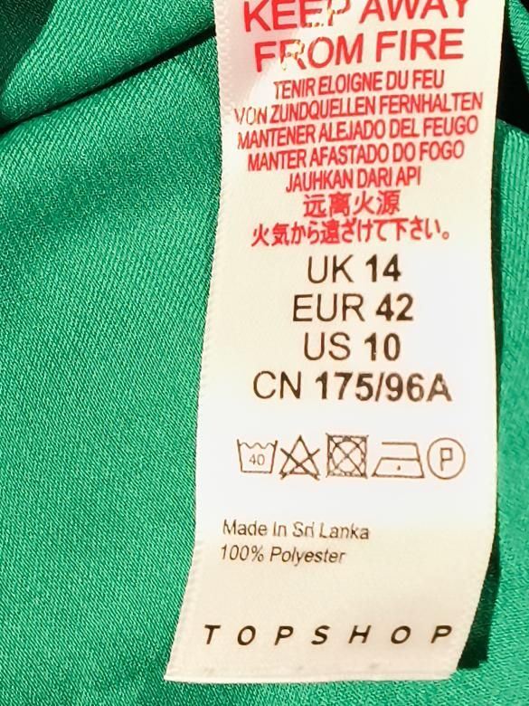 Topshop Women's Shirt UK 14 Green 100% Polyester Long Sleeve Collared Basic - Image 6