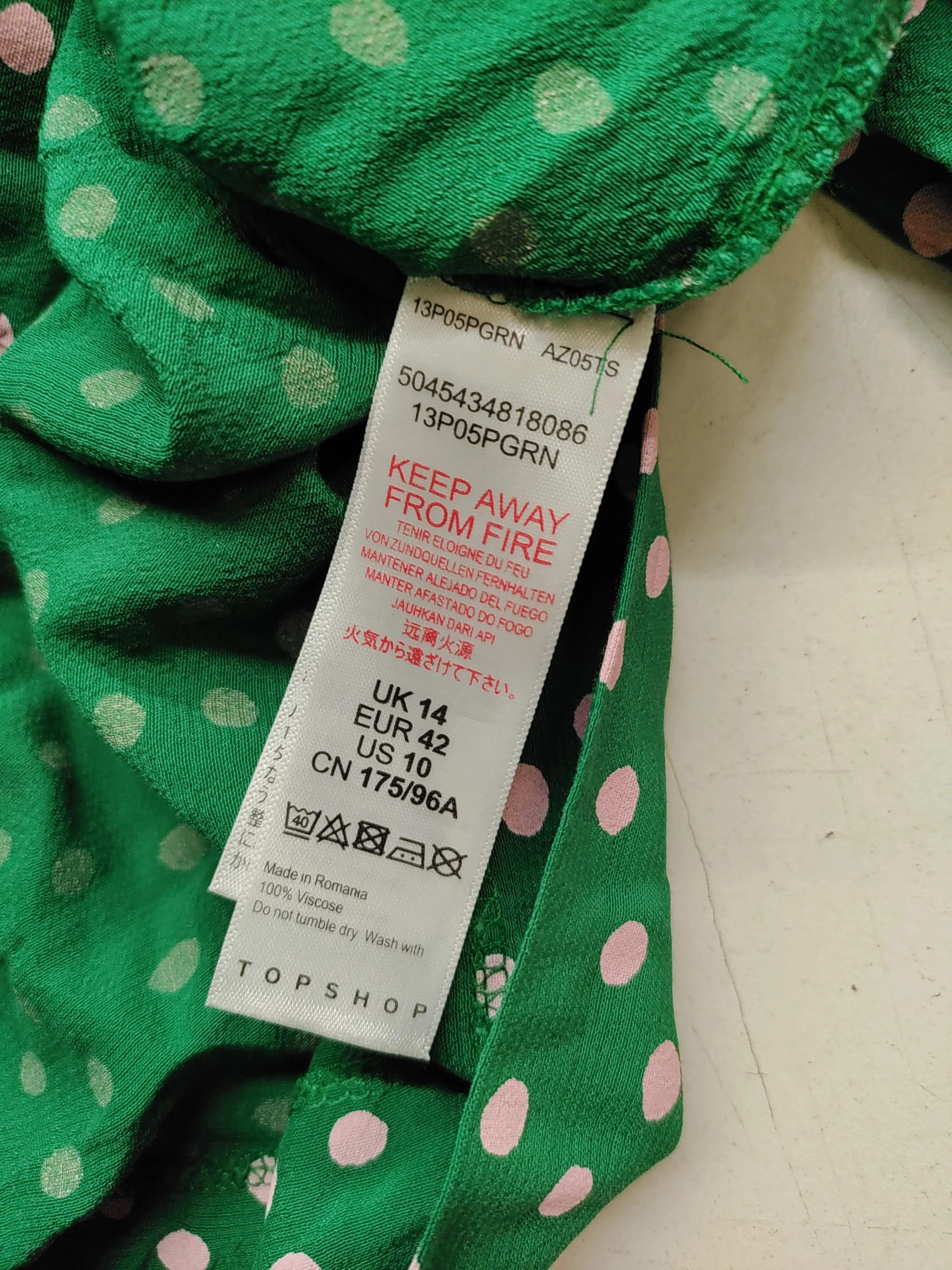 Topshop Women's Shirt UK 14 Green 100% Viscose Basic - Image 6