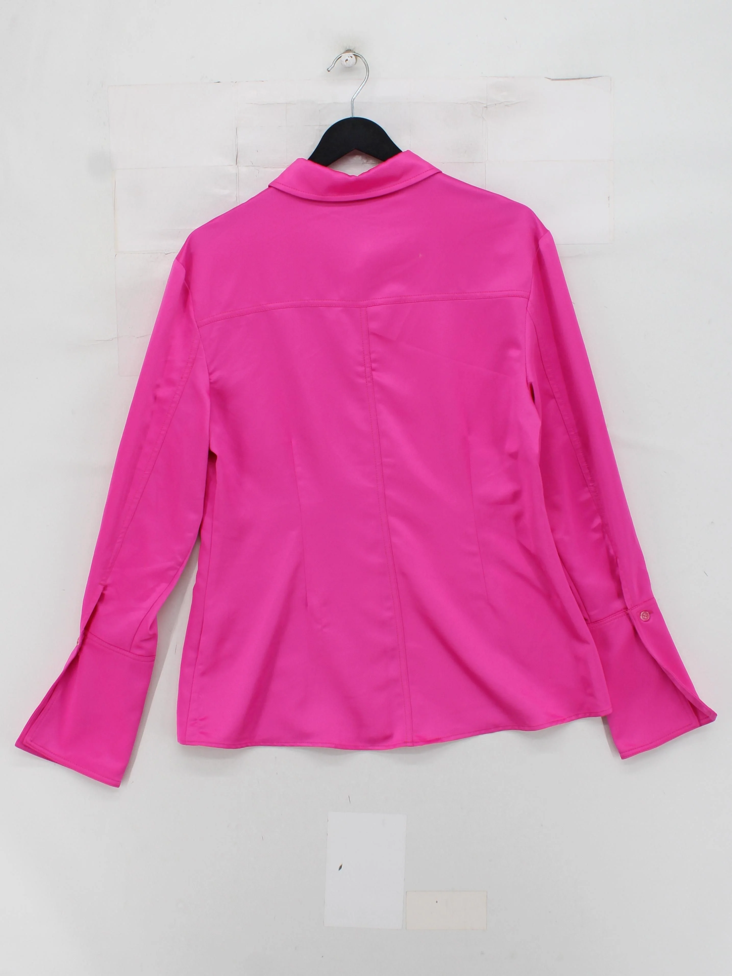 Topshop Women's Shirt UK 14 Pink 100% Polyester Long Sleeve Collared Basic - Image 2