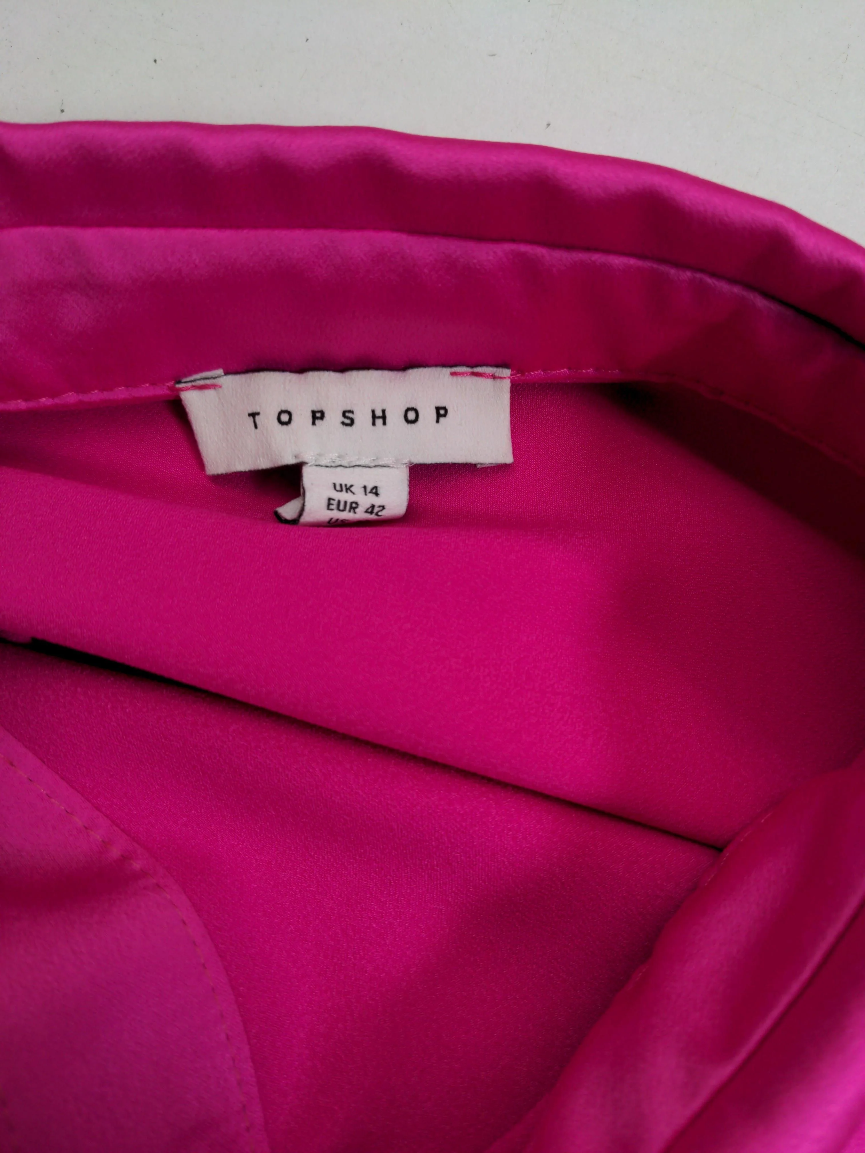 Topshop Women's Shirt UK 14 Pink 100% Polyester Long Sleeve Collared Basic - Image 5