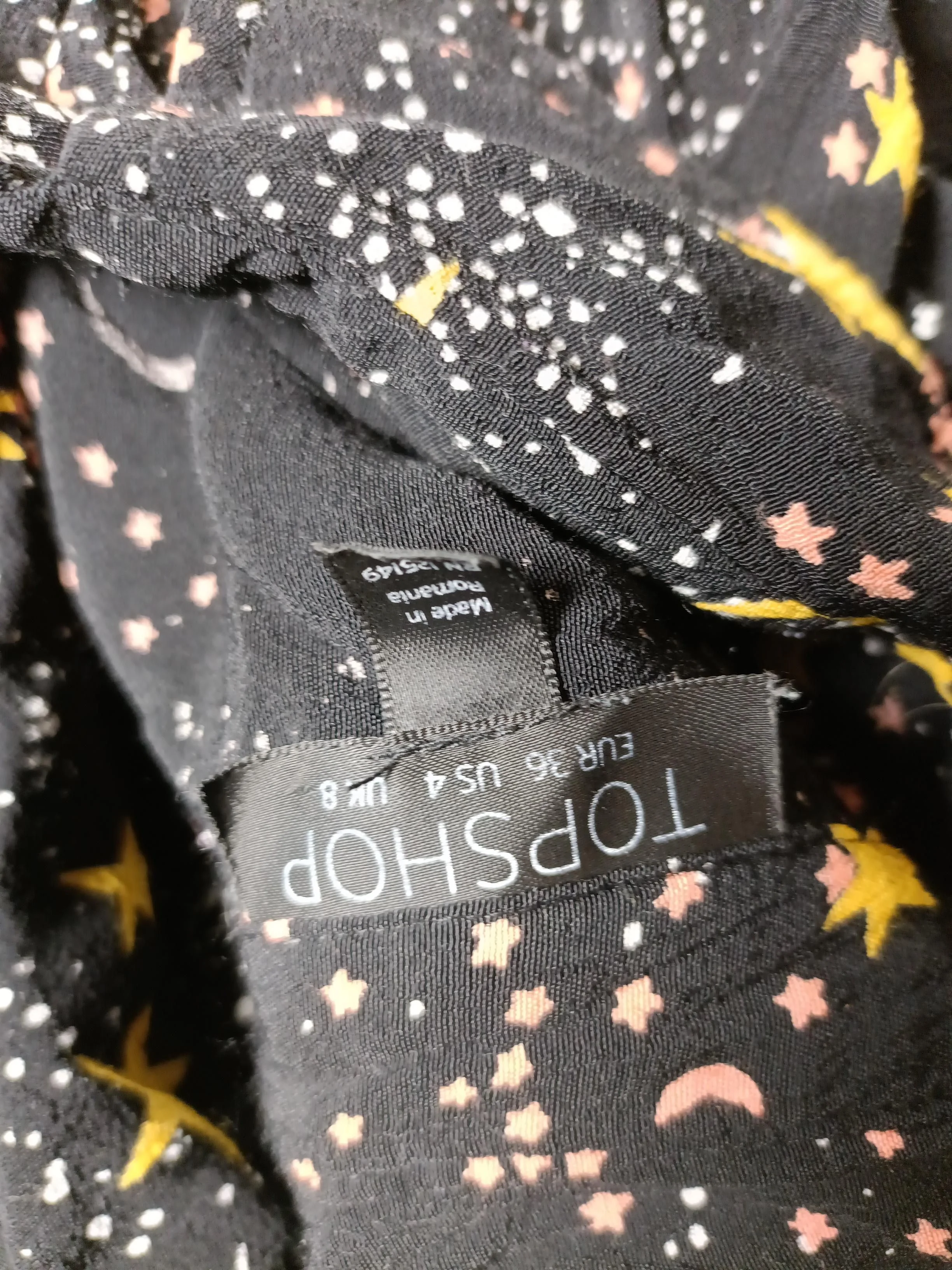 Topshop Women's Shirt UK 8 Black Graphic 100% Other Long Sleeve Collared Basic - Image 5
