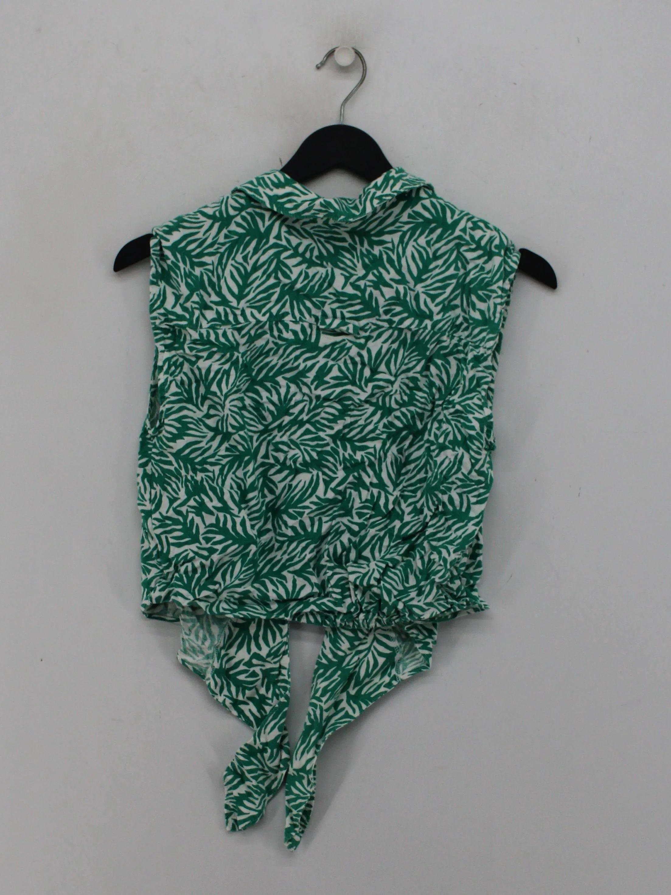 Topshop Women's Shirt UK 8 Green Linen with Viscose Sleeveless Collared Basic - Image 2
