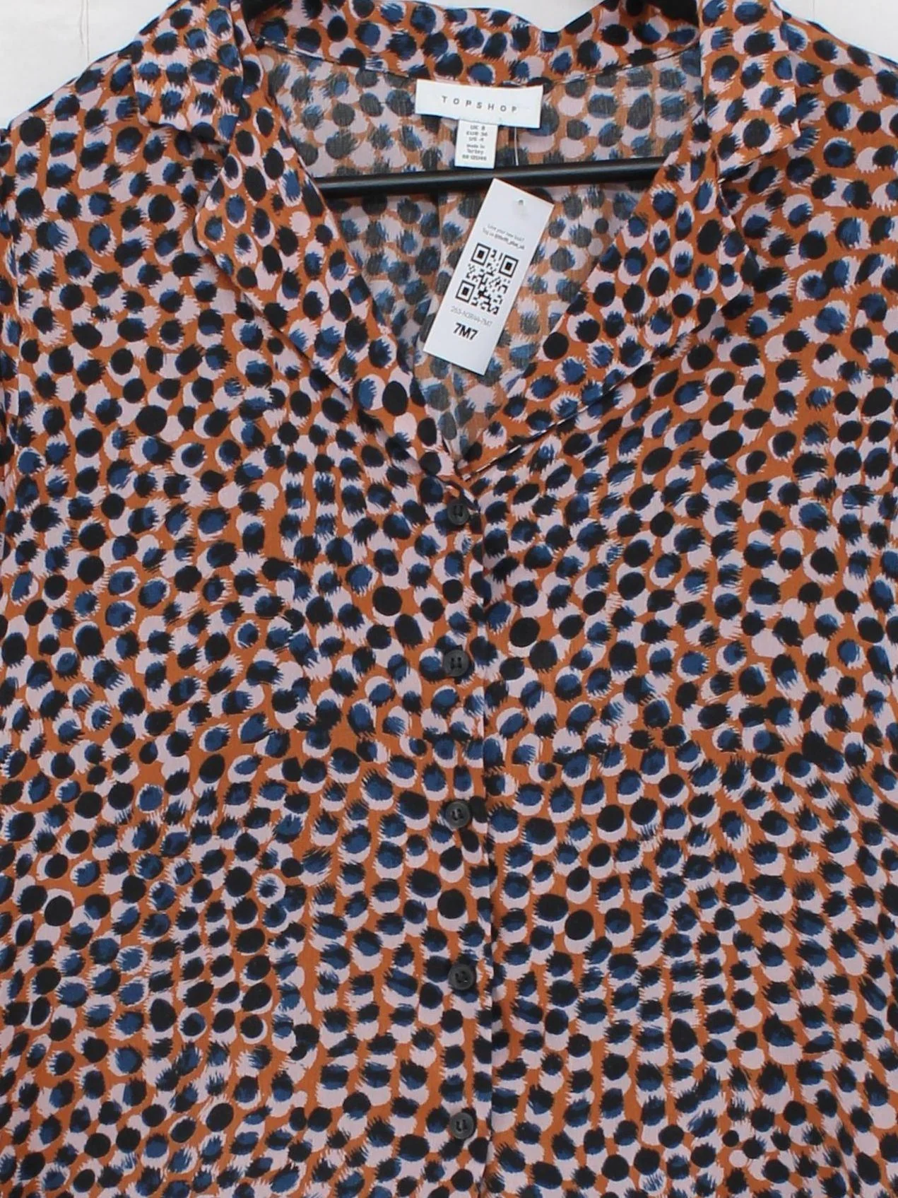Topshop Women's Shirt UK 8 Multi 100% Polyester Long Sleeve Collared Basic - Image 3