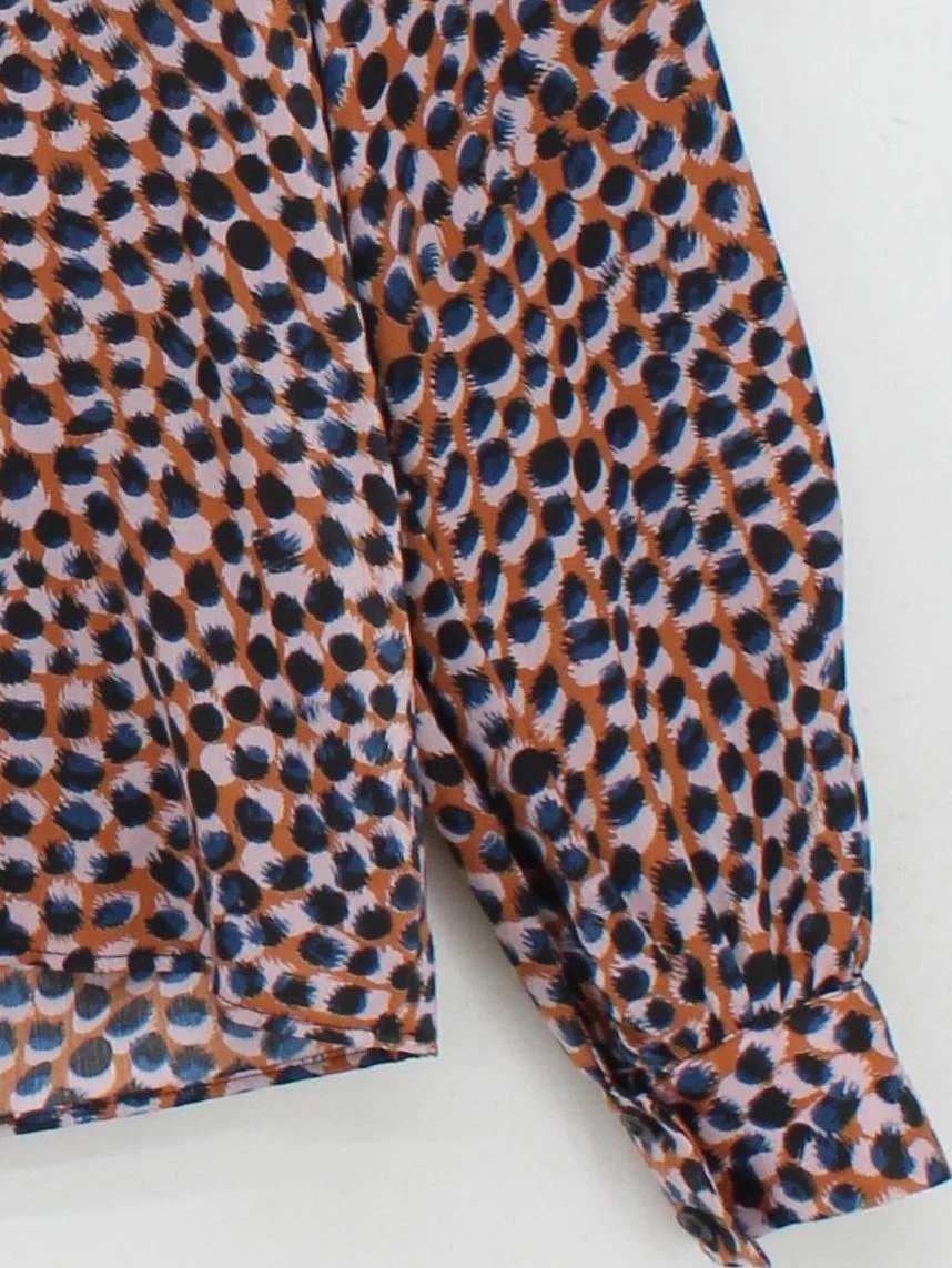 Topshop Women's Shirt UK 8 Multi 100% Polyester Long Sleeve Collared Basic - Image 4