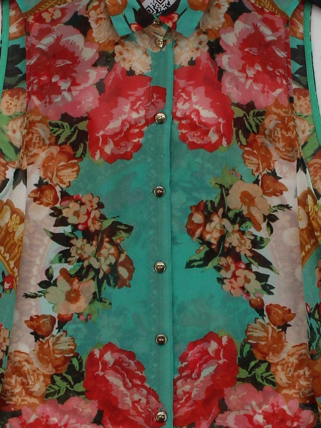 Topshop Women's Shirt UK 8 Multi Floral 100% Polyester Sleeveless Collared Basic - Image 3