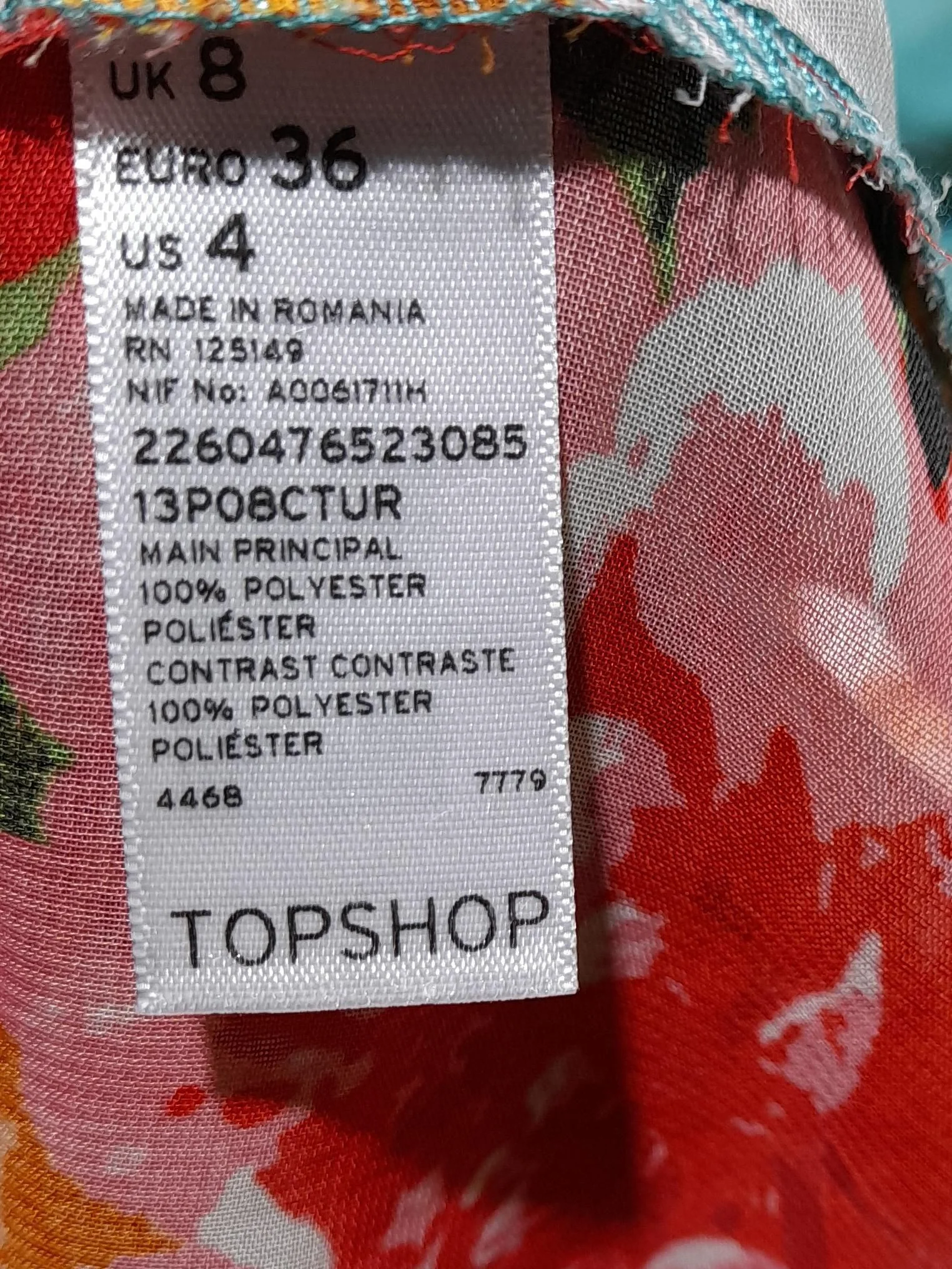 Topshop Women's Shirt UK 8 Multi Floral 100% Polyester Sleeveless Collared Basic - Image 6