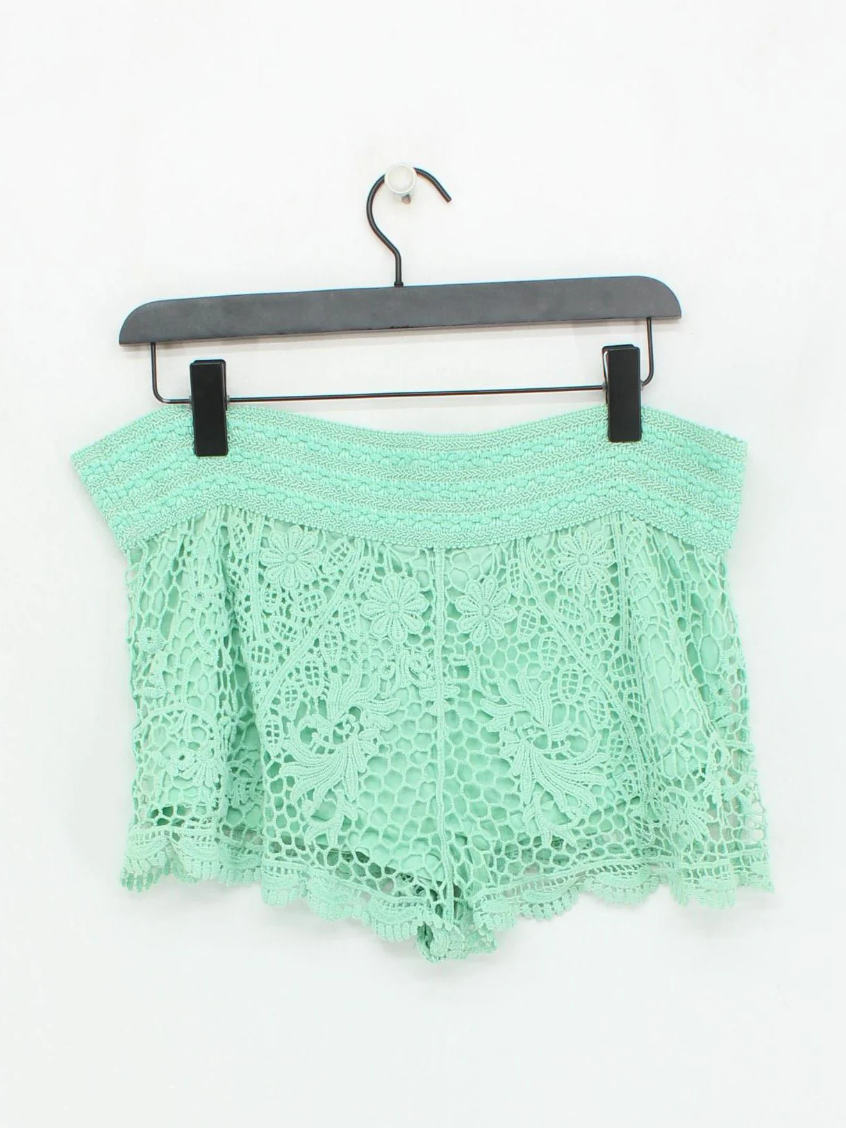 Topshop Women's Shorts UK 10 Green Cotton with Elastane Cut-Off - Image 2