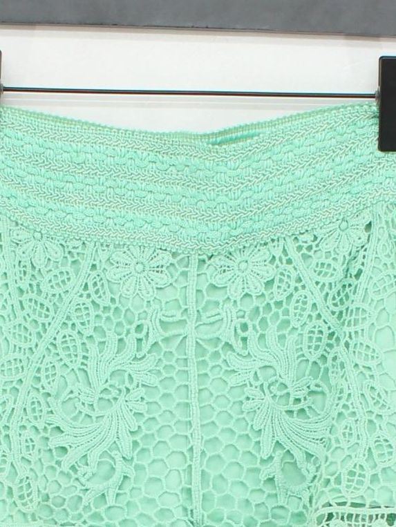 Topshop Women's Shorts UK 10 Green Cotton with Elastane Cut-Off - Image 3