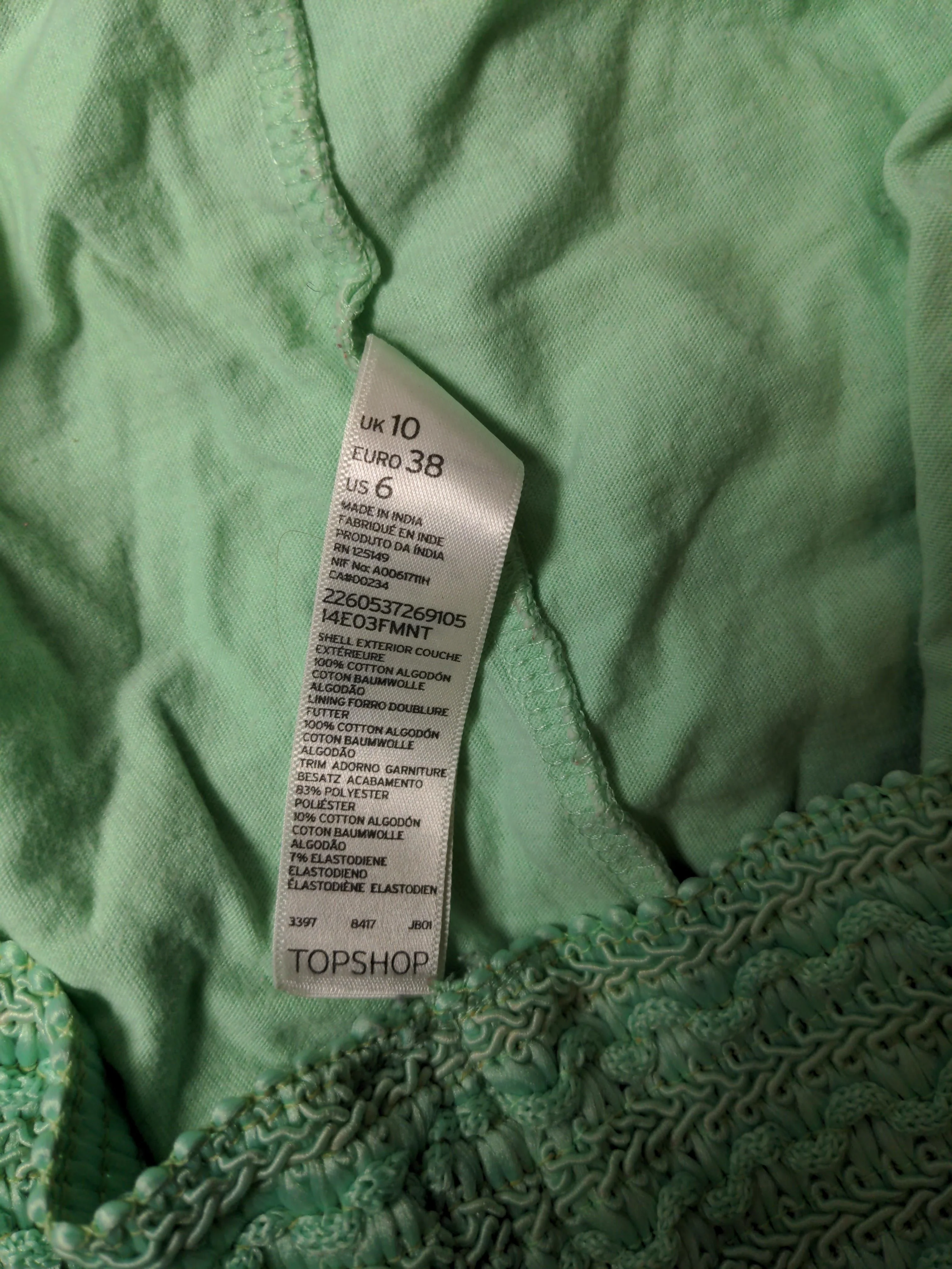 Topshop Women's Shorts UK 10 Green Cotton with Elastane Cut-Off - Image 6