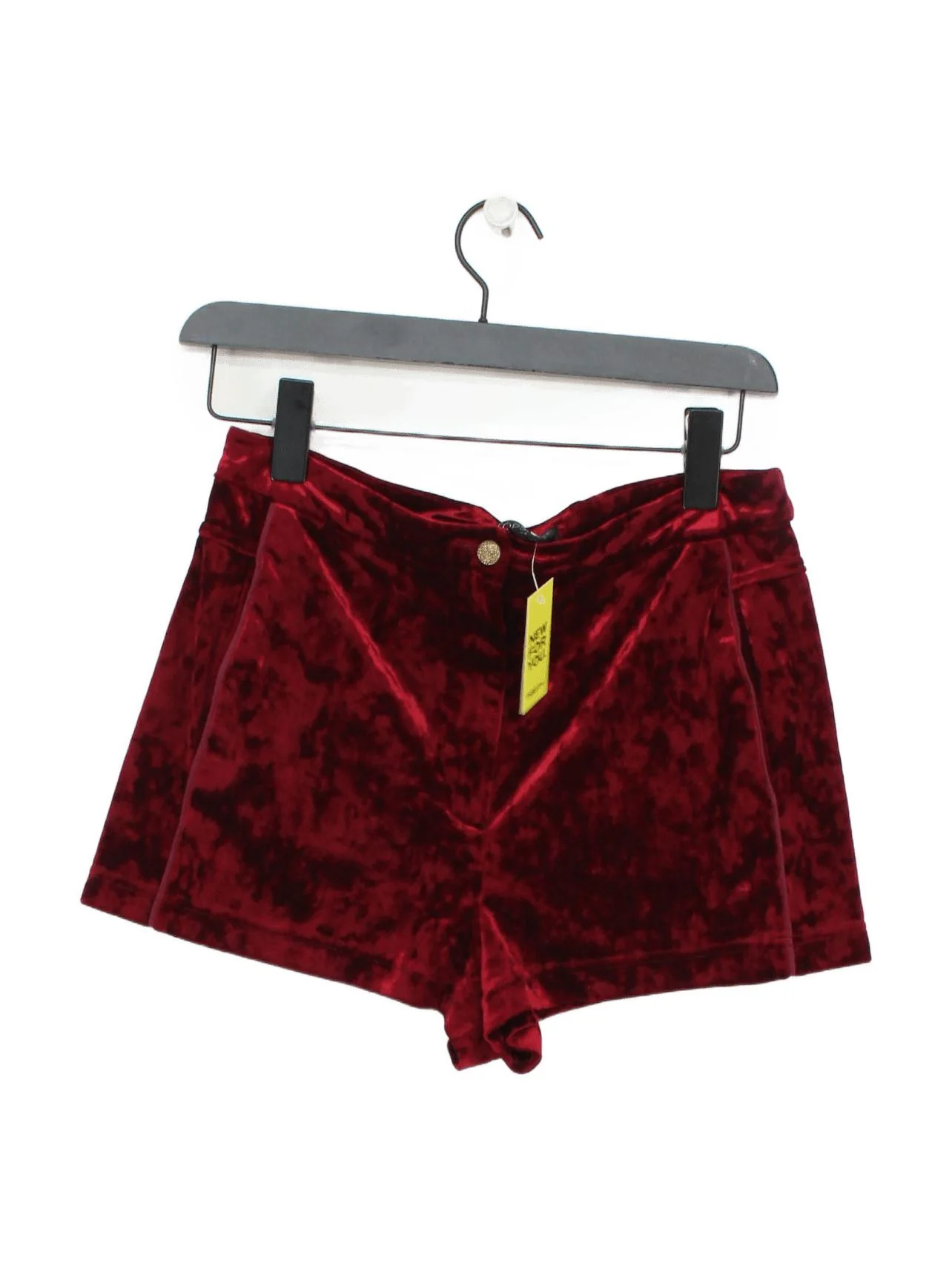 Topshop Women's Shorts UK 10 Red Polyester with Elastane Mom