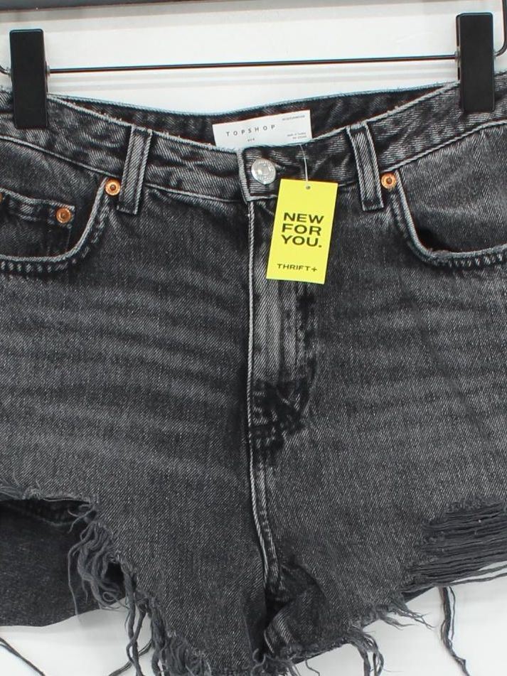 Topshop Women's Shorts UK 12 Black Cotton with Polyester, Cotton Cut-Off - Image 3