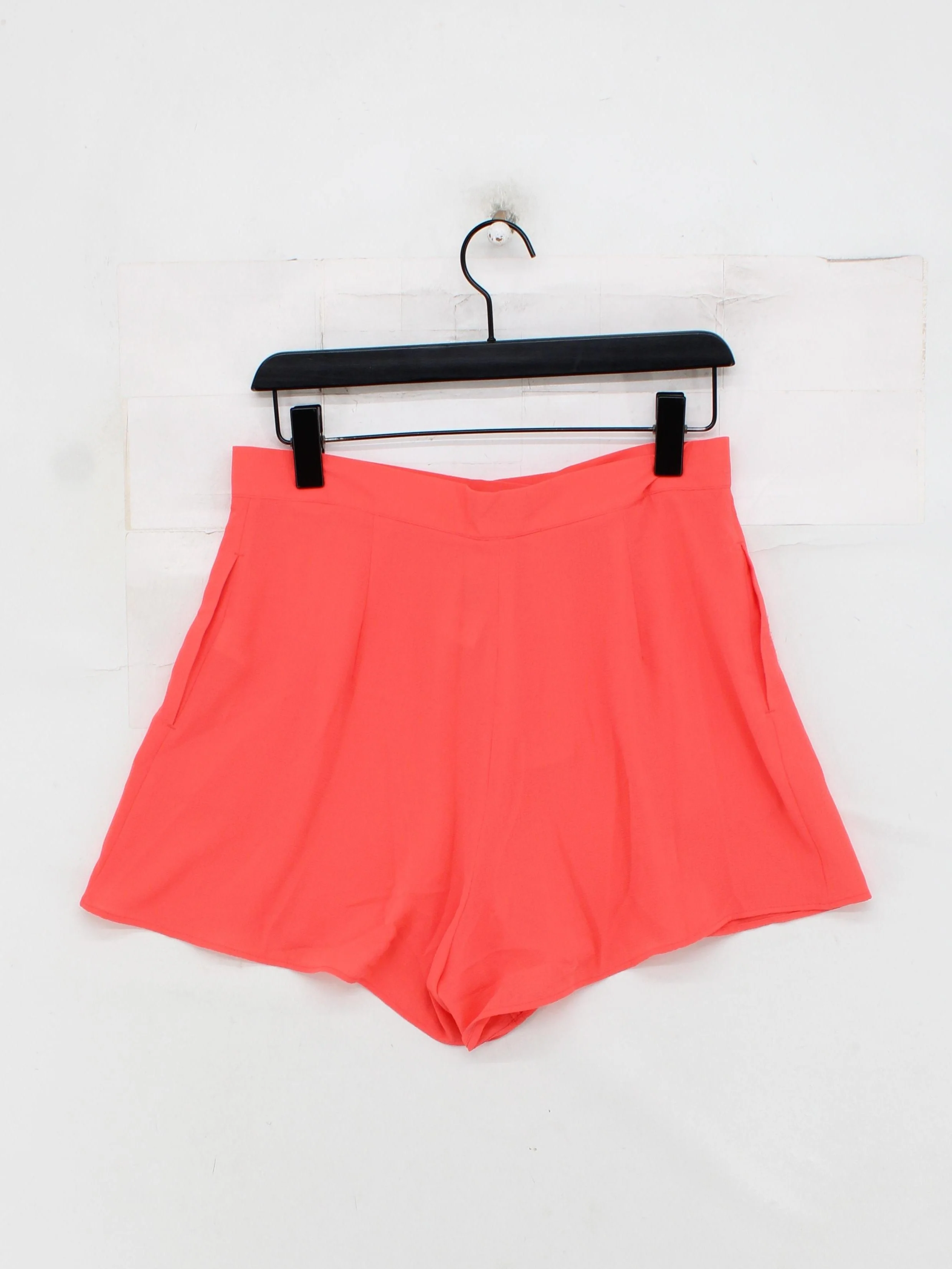 Topshop Women's Shorts UK 12 Orange Polyester with Elastane Mom - Image 2