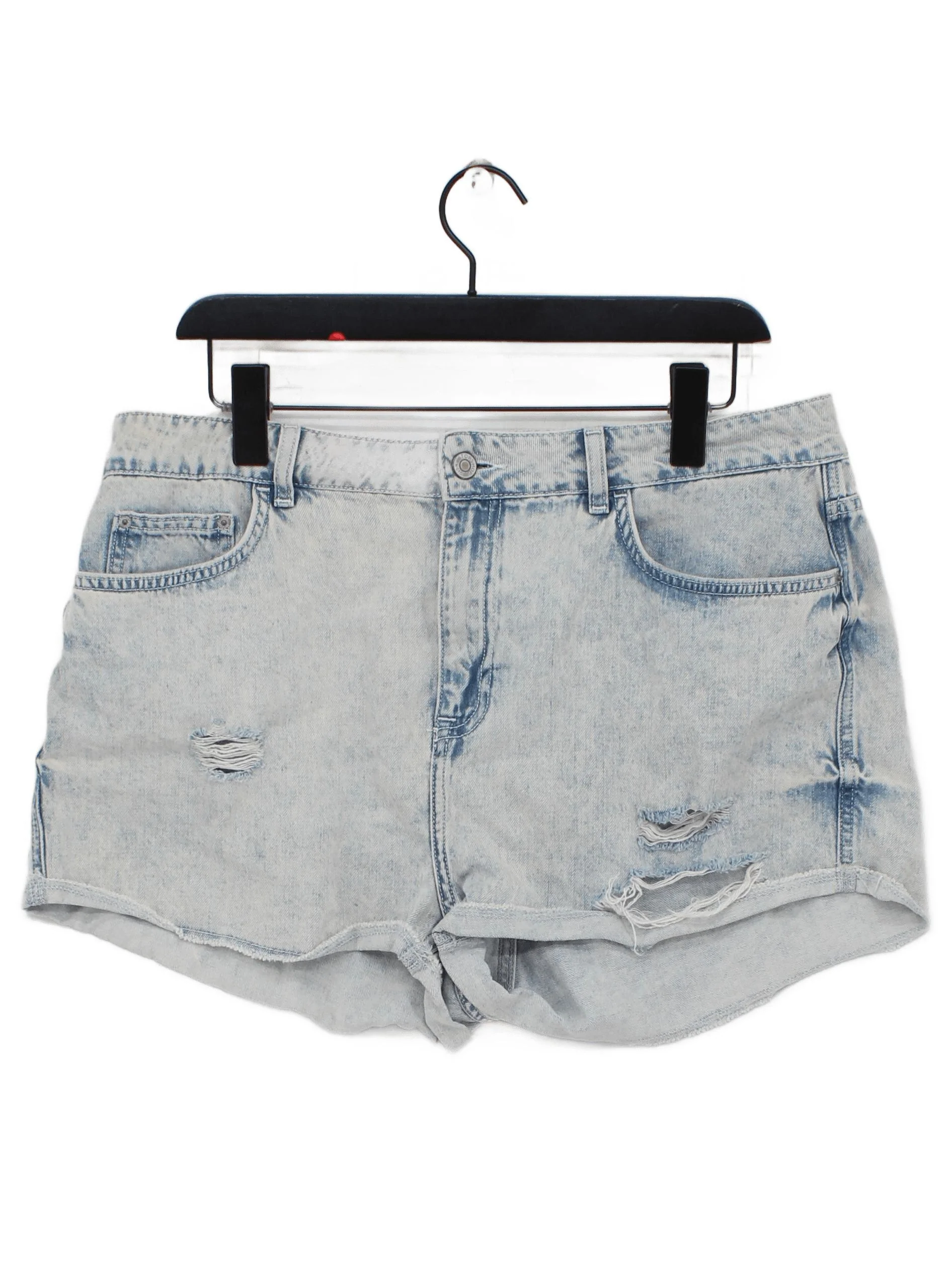 Topshop Women's Shorts UK 16 Blue 100% Cotton Cut-Off