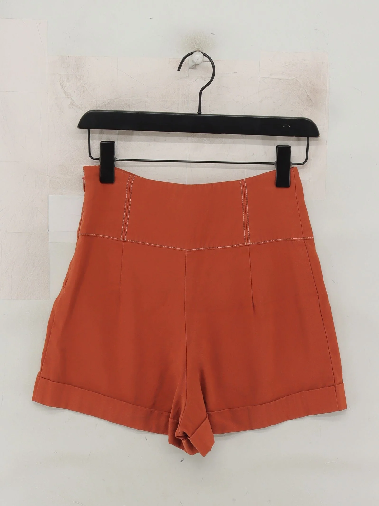 Topshop Women's Shorts UK 6 Orange Viscose with Polyester Mom - Image 2