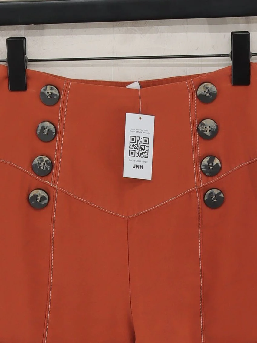 Topshop Women's Shorts UK 6 Orange Viscose with Polyester Mom - Image 3