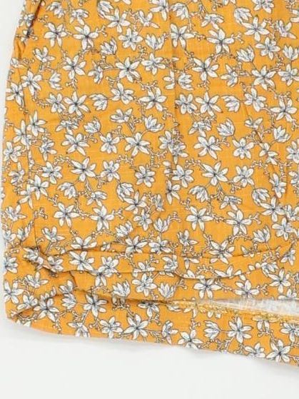Topshop Women's Shorts UK 6 Yellow Floral Viscose with Linen Paperbag - Image 4