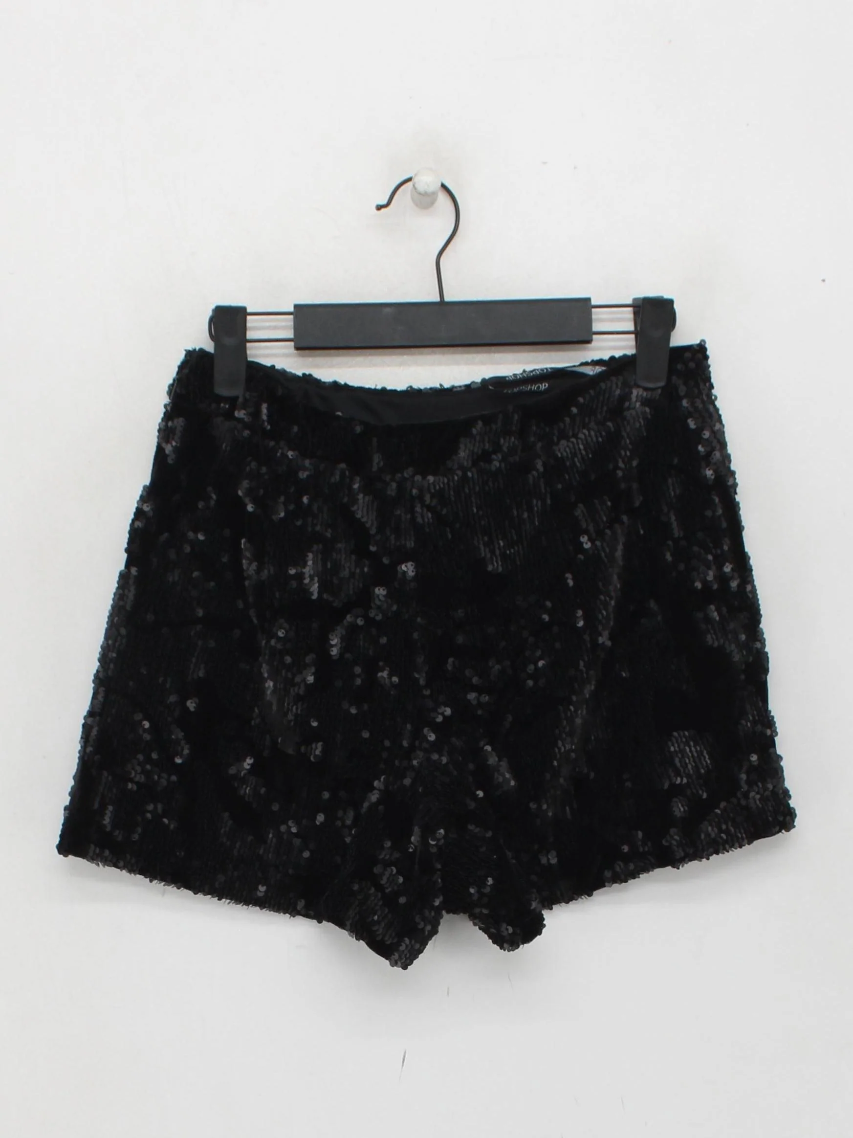 Topshop Women's Shorts UK 8 Black Polyester with Elastane Cut-Off - Image 2