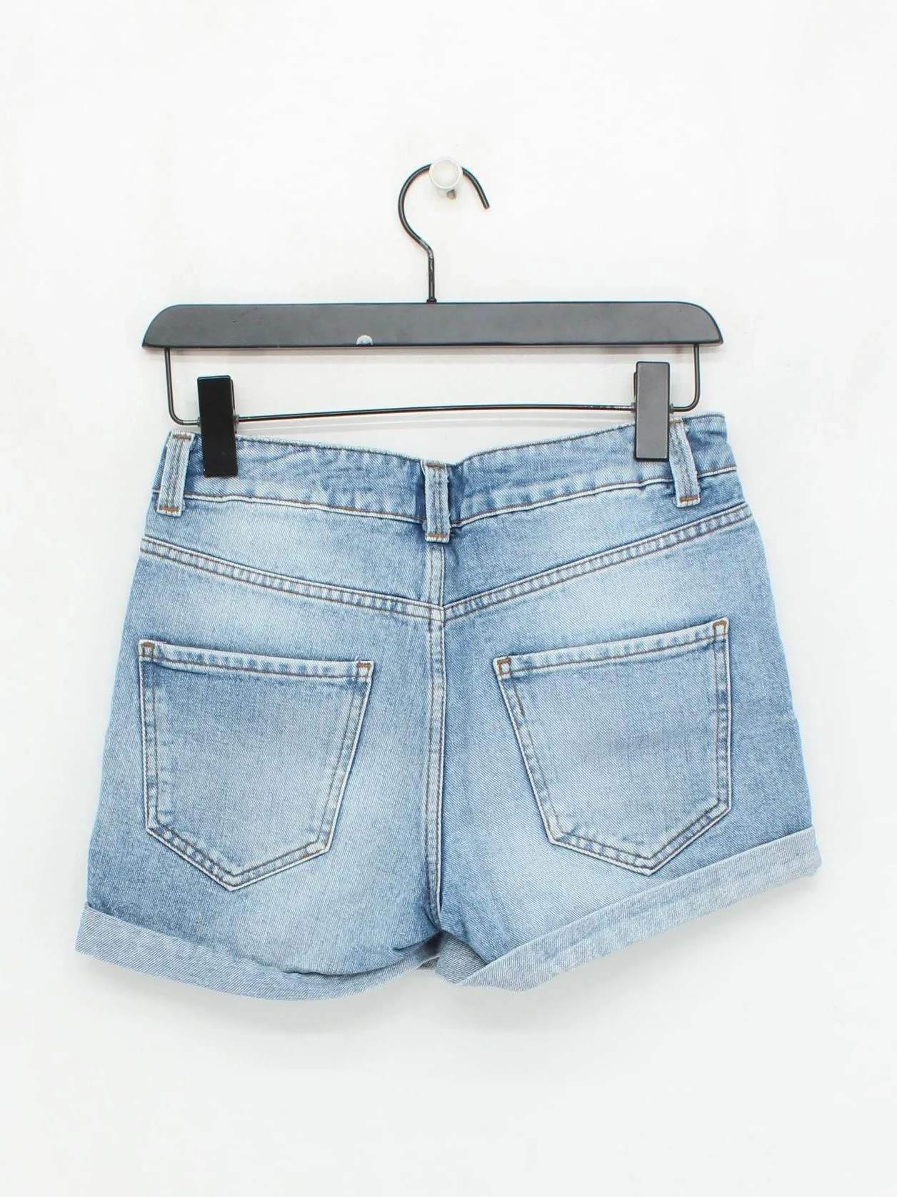 Topshop Women's Shorts W 26 in Blue 100% Cotton Cut-Off - Image 2