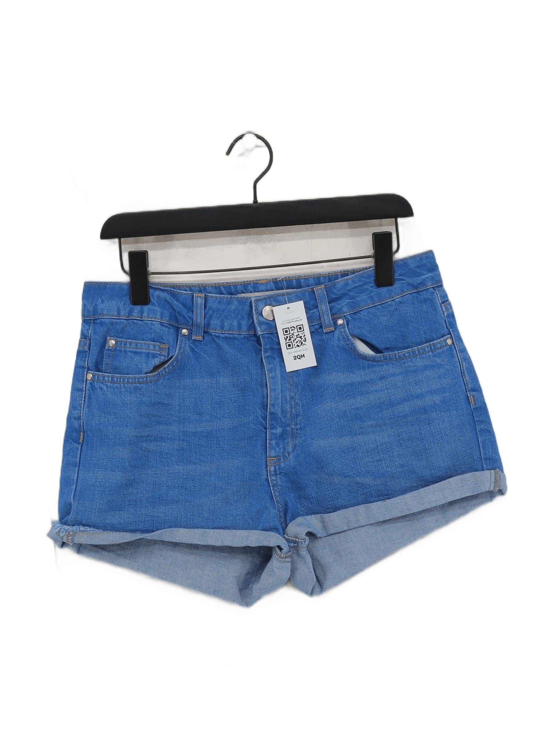 Topshop Women's Shorts W 32 in Blue 100% Cotton Cut-Off
