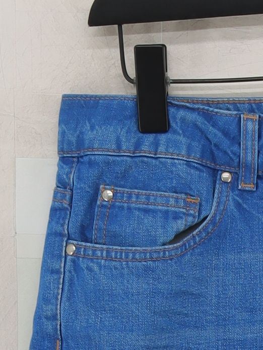 Topshop Women's Shorts W 32 in Blue 100% Cotton Cut-Off - Image 4
