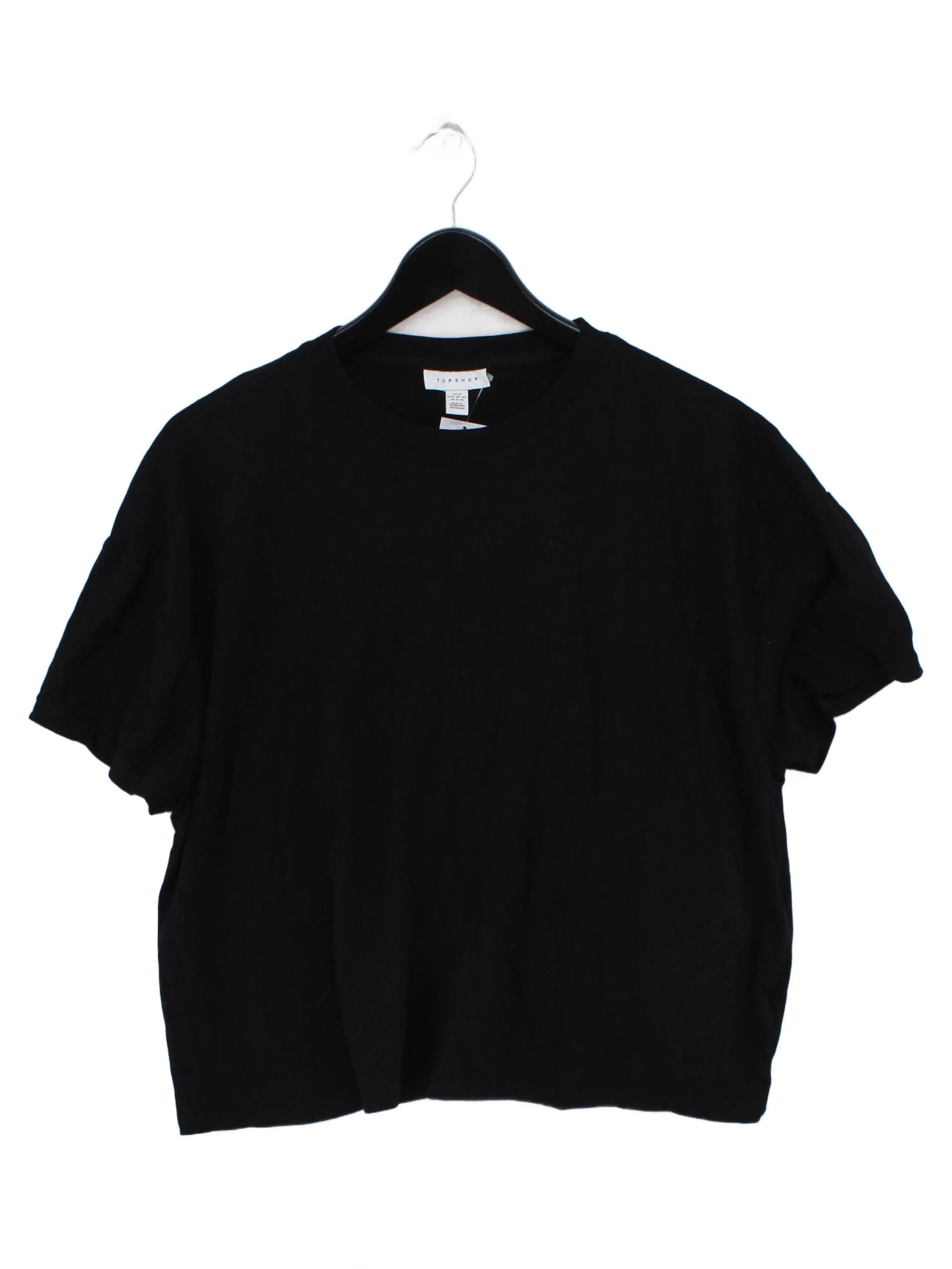 Topshop Women's T-Shirt M Black 100% Cotton Short Sleeve Round Neck Basic