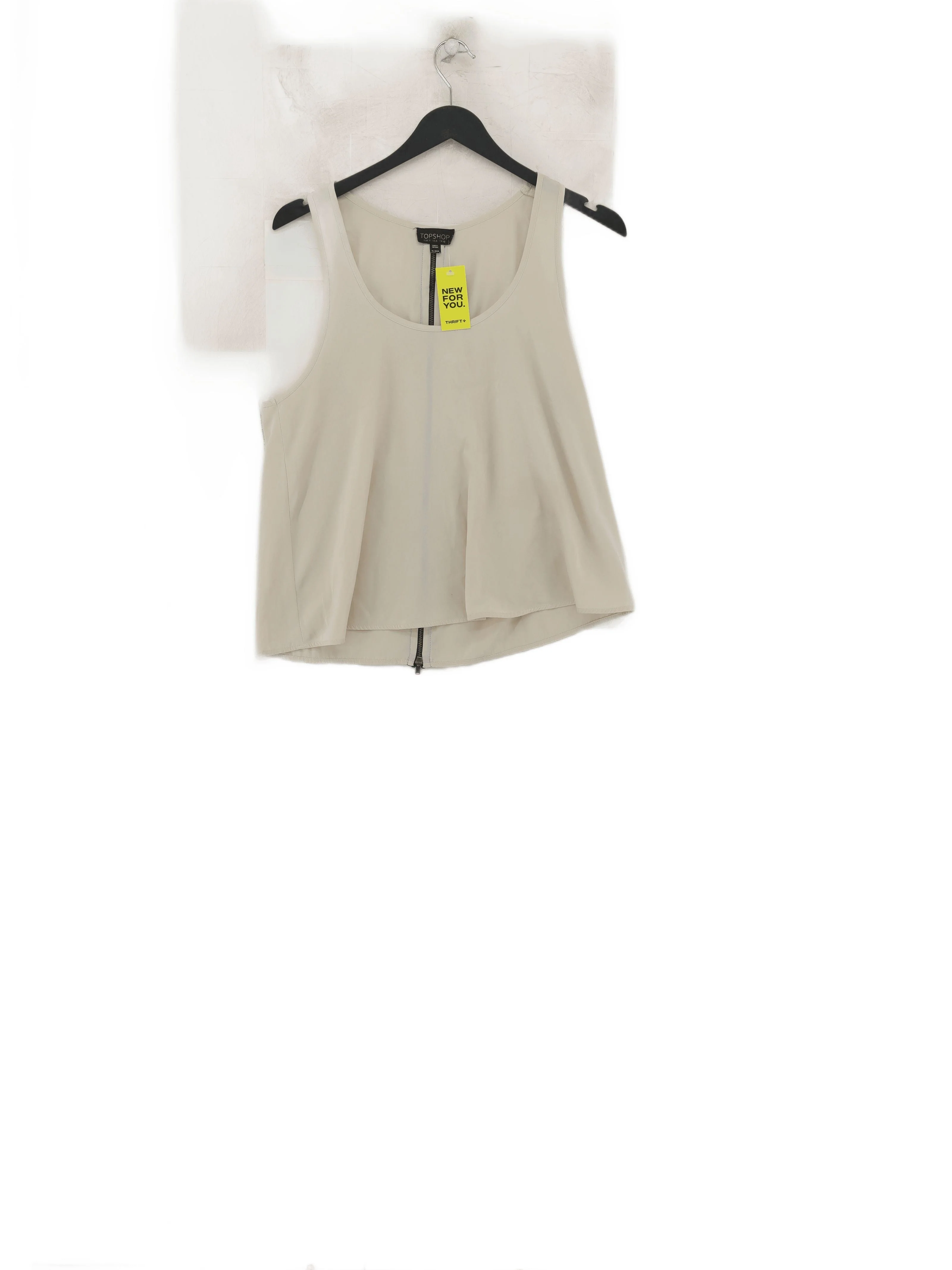 Topshop Women's T-Shirt M Cream 100% Polyester Sleeveless Round Neck Basic