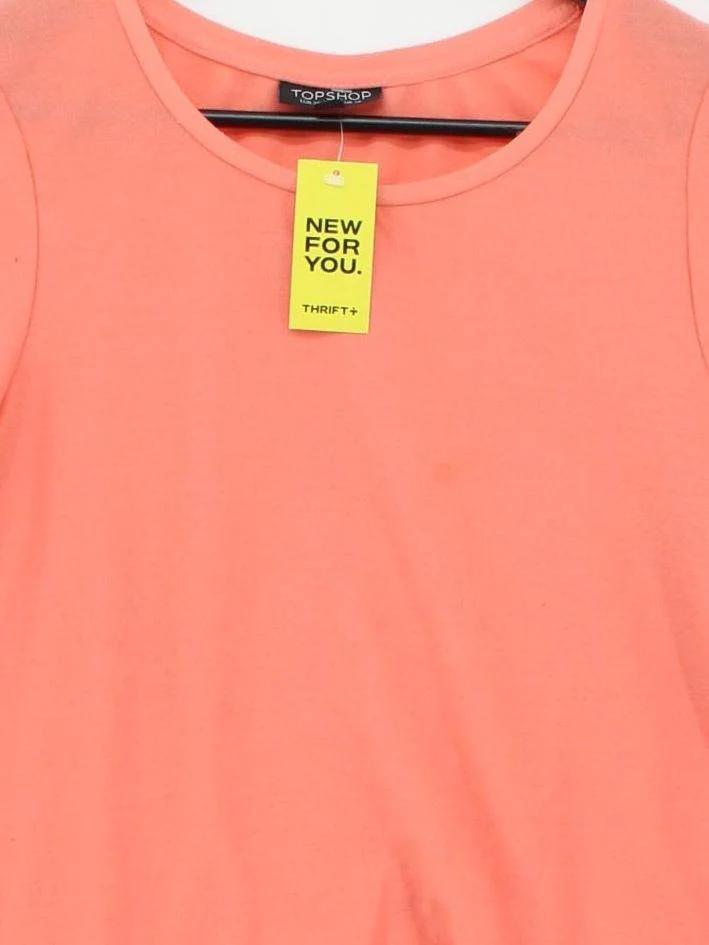 Topshop Women's T-Shirt M Orange 100% Polyester Short Sleeve Round Neck Basic - Image 3