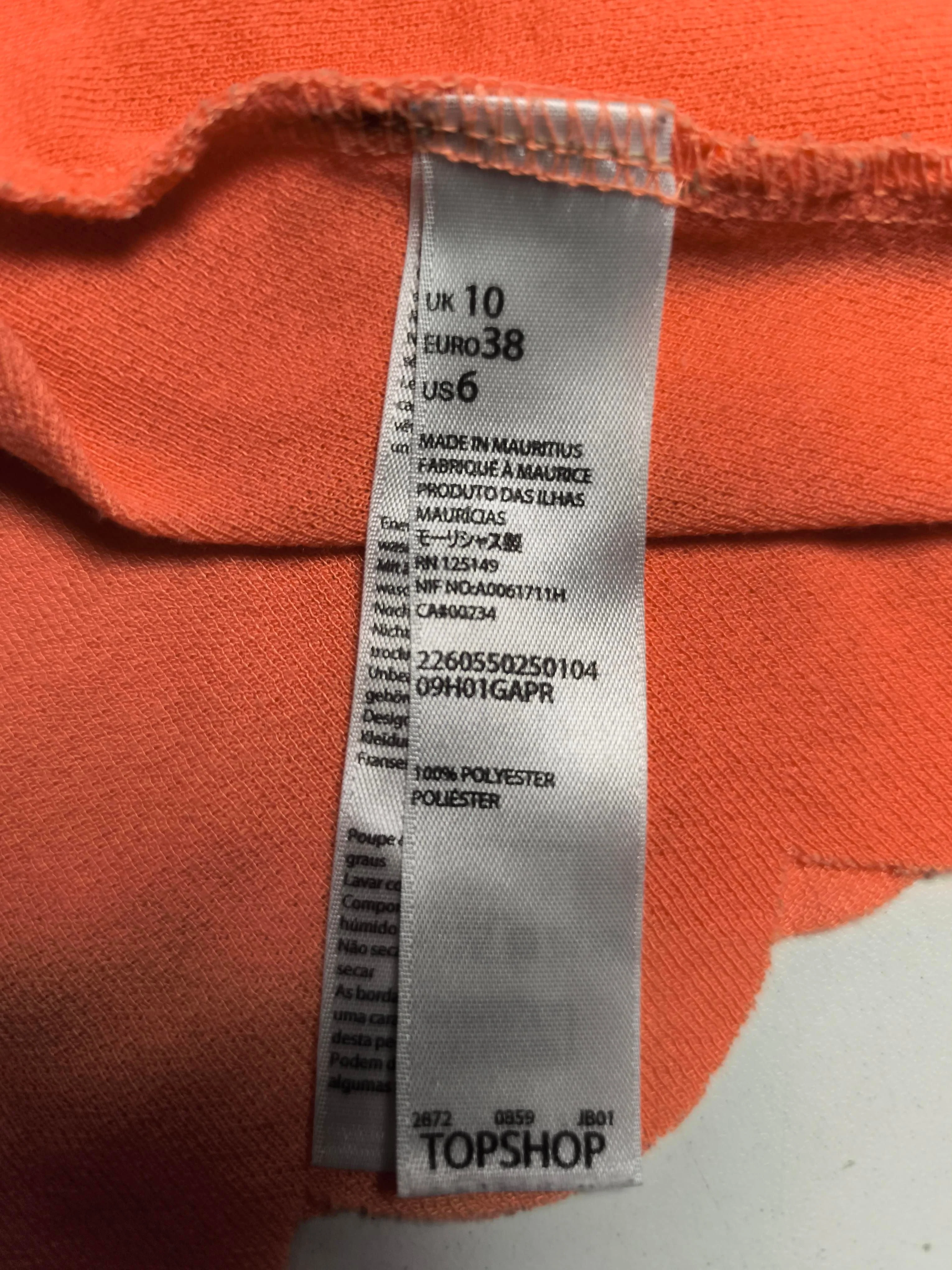 Topshop Women's T-Shirt M Orange 100% Polyester Short Sleeve Round Neck Basic - Image 7