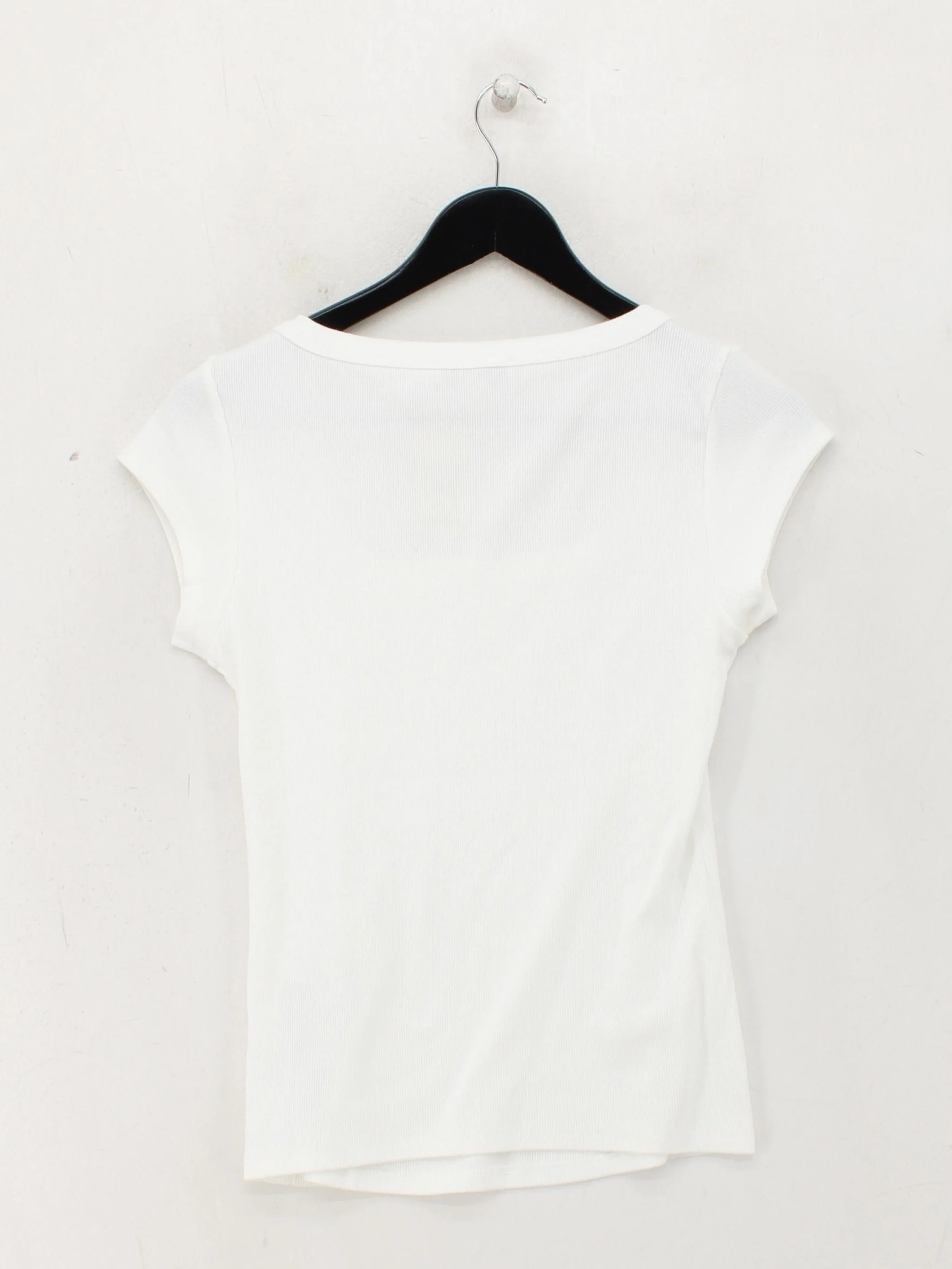 Topshop Women's T-Shirt M White Cotton with Elastane Basic - Image 2
