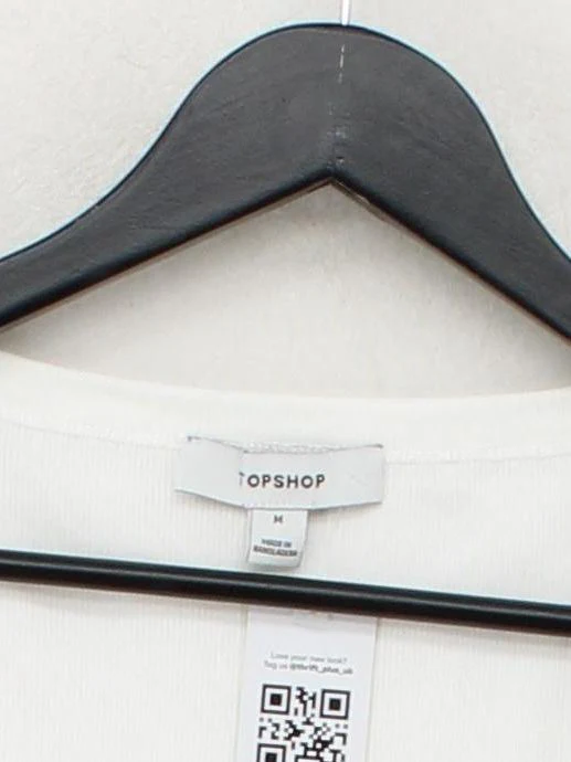 Topshop Women's T-Shirt M White Cotton with Elastane Basic - Image 3