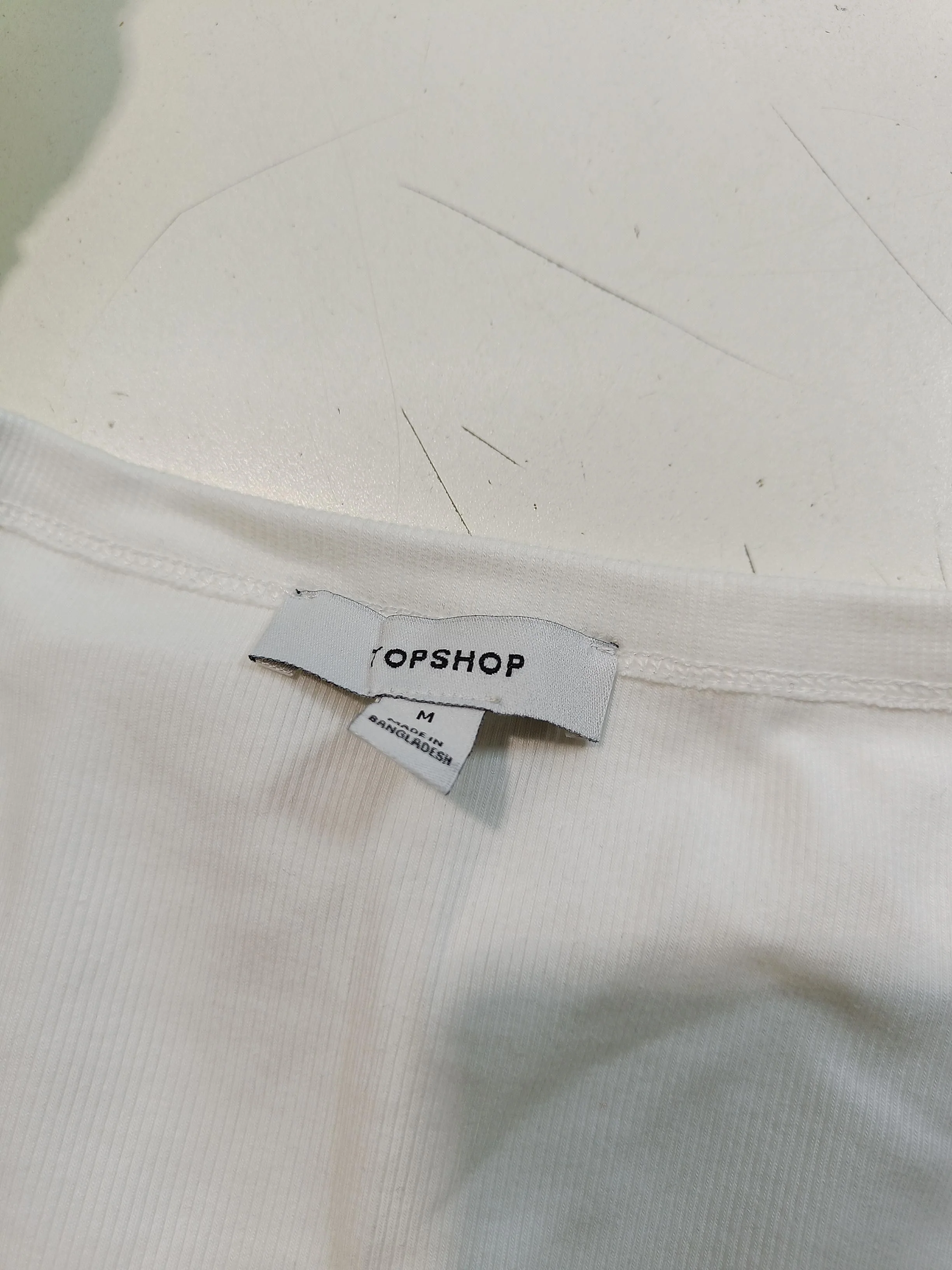 Topshop Women's T-Shirt M White Cotton with Elastane Basic - Image 5