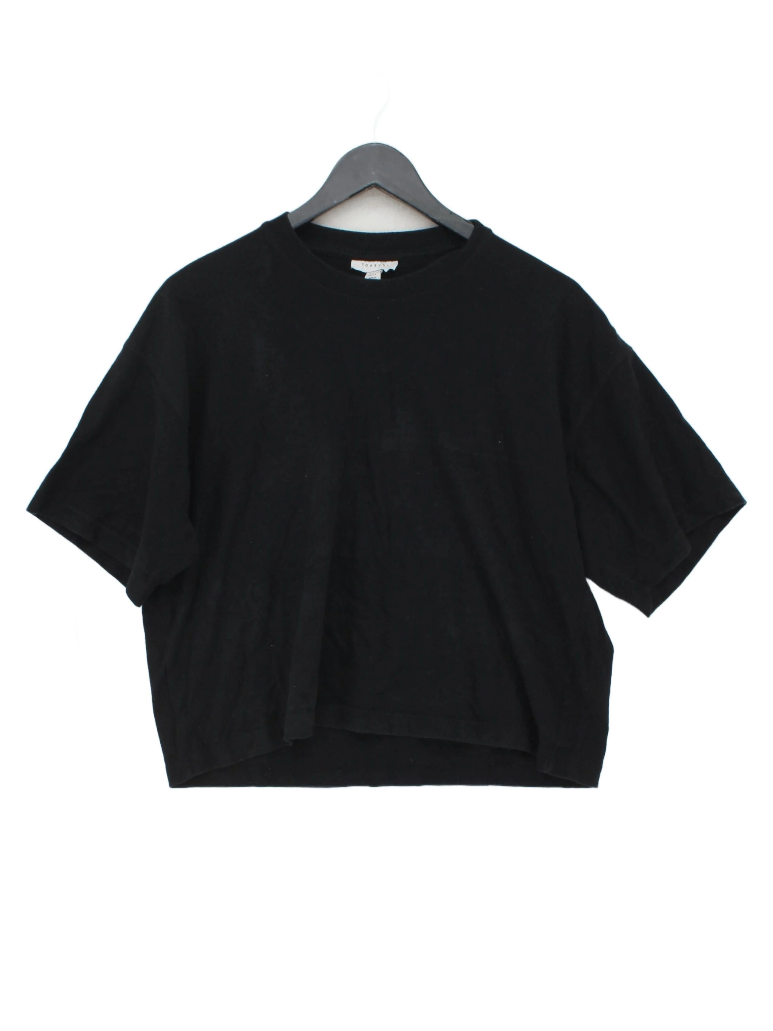 Topshop Women's T-Shirt S Black 100% Cotton Short Sleeve Round Neck Basic