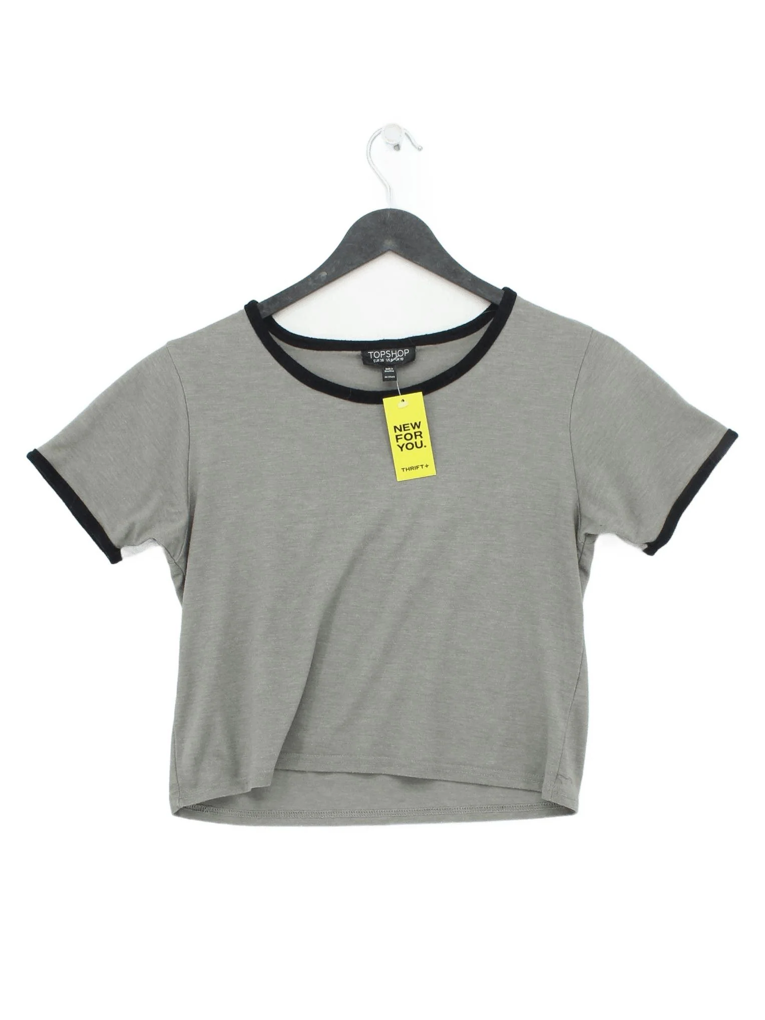 Topshop Women's T-Shirt S Grey 100% Cotton Short Sleeve Round Neck Basic