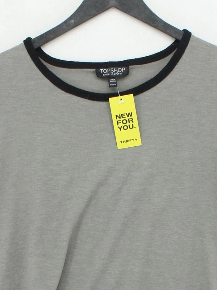 Topshop Women's T-Shirt S Grey 100% Cotton Short Sleeve Round Neck Basic - Image 3