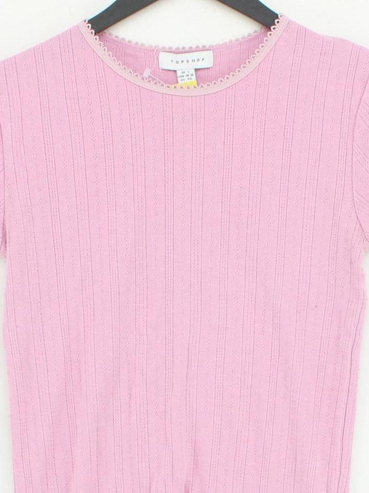 Topshop Women's T-Shirt S Pink 100% Cotton Short Sleeve Round Neck Basic - Image 3