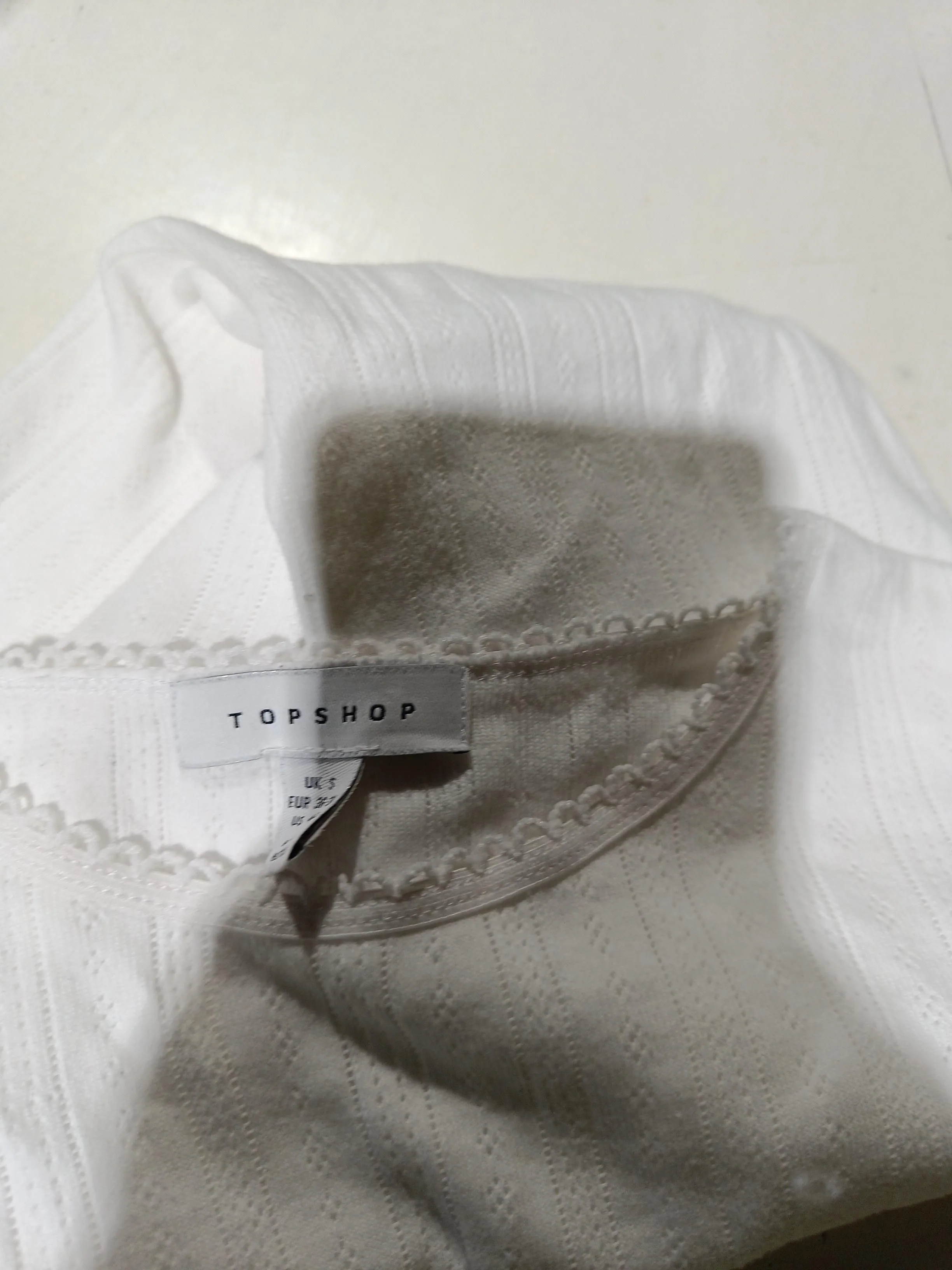 Topshop Women's T-Shirt S White 100% Cotton Short Sleeve Round Neck Basic - Image 6