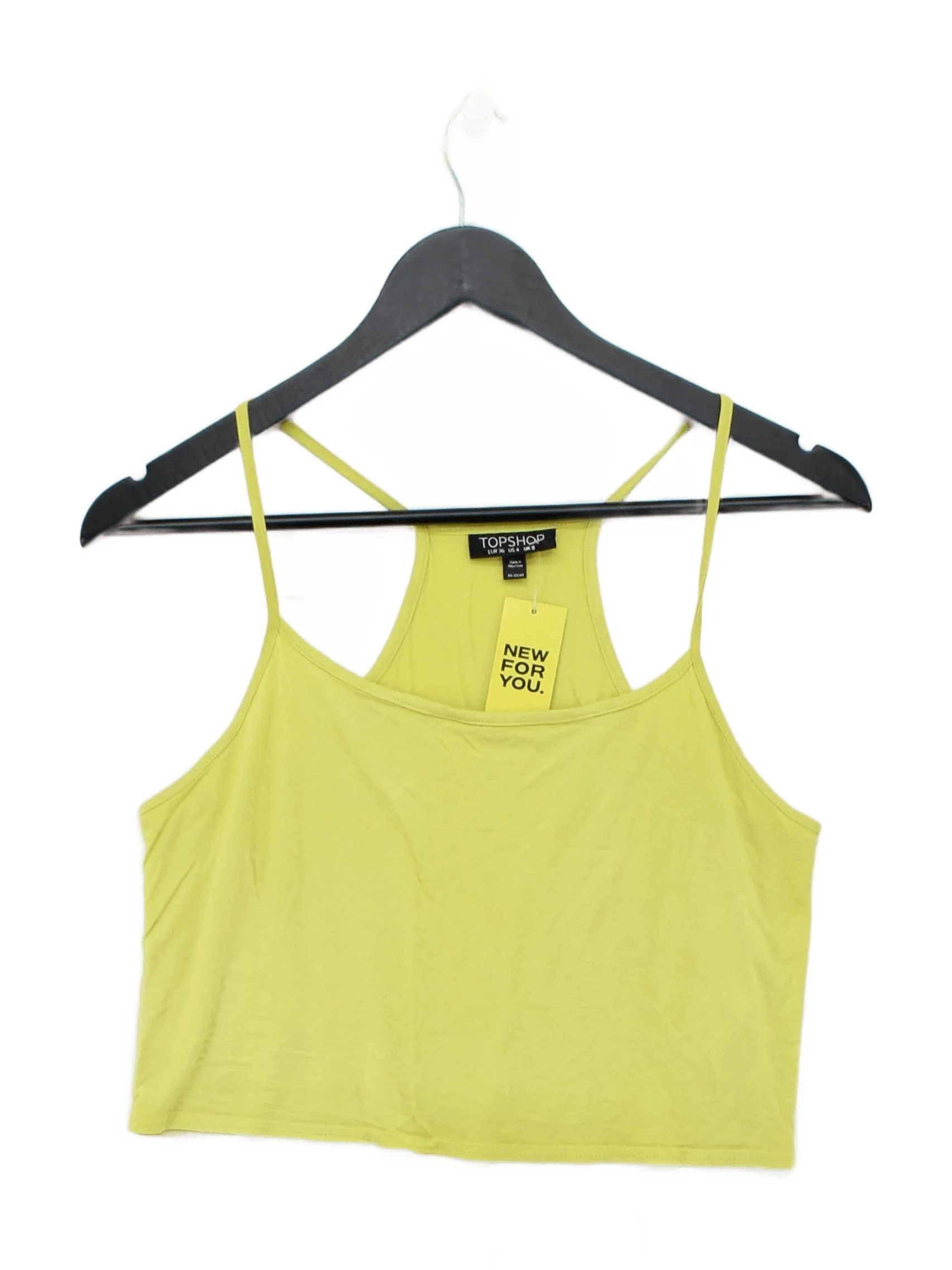 Topshop Women's T-Shirt S Yellow 100% Viscose Sleeveless Round Neck Camisole