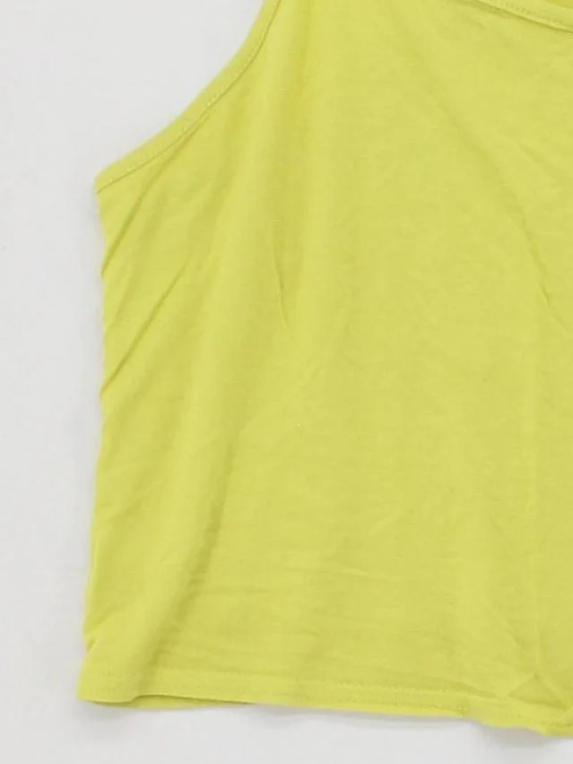Topshop Women's T-Shirt S Yellow 100% Viscose Sleeveless Round Neck Camisole - Image 4
