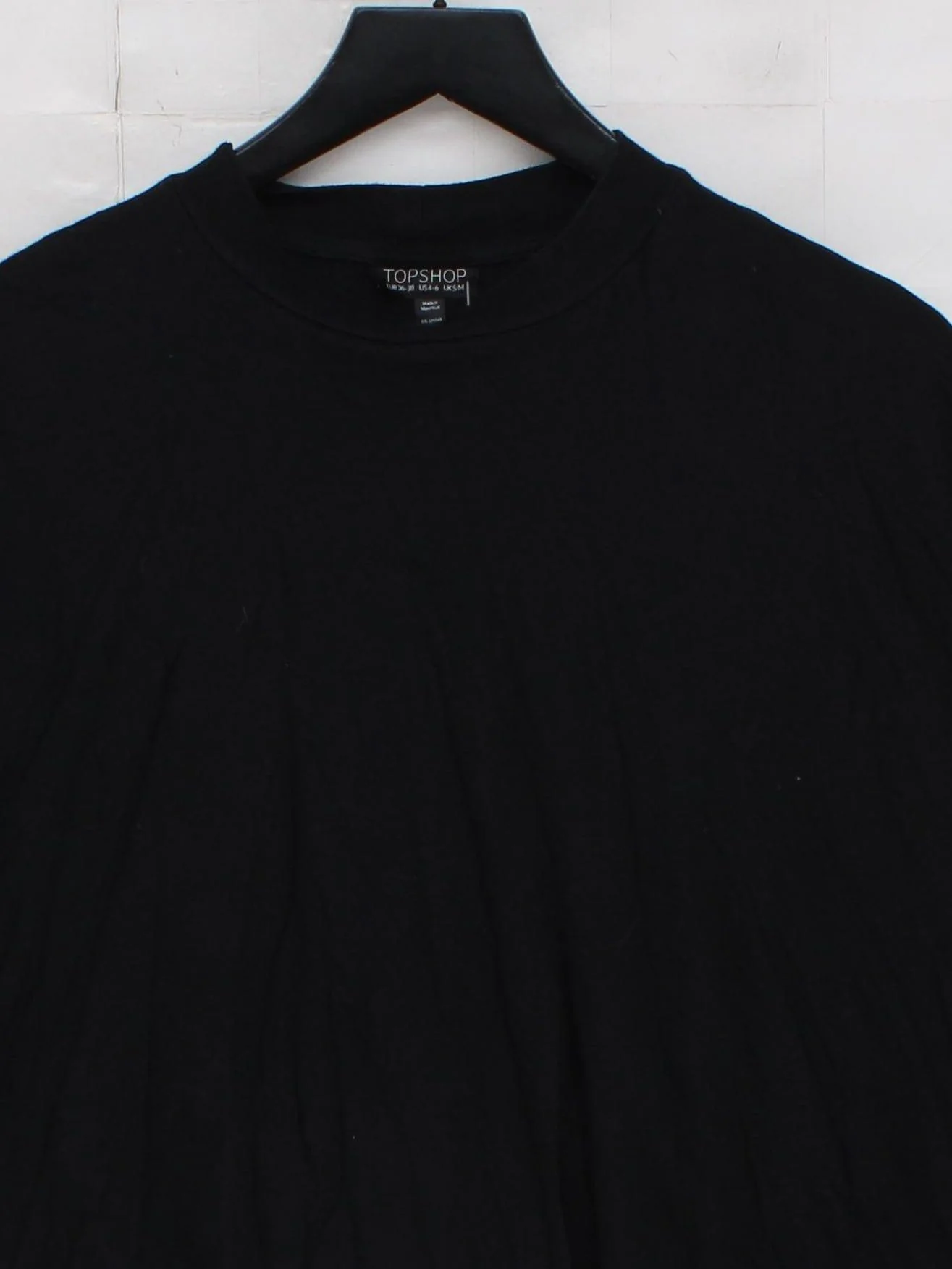 Topshop Women's T-Shirt UK 10 Black 100% Cotton Short Sleeve Round Neck Basic - Image 3