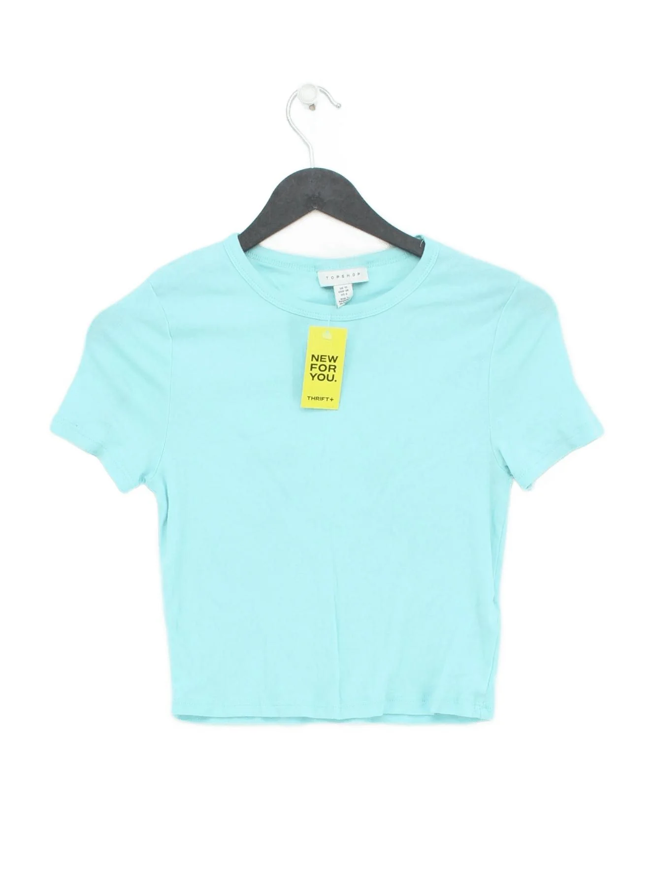 Topshop Women's T-Shirt UK 10 Blue 100% Cotton Short Sleeve Round Neck Basic