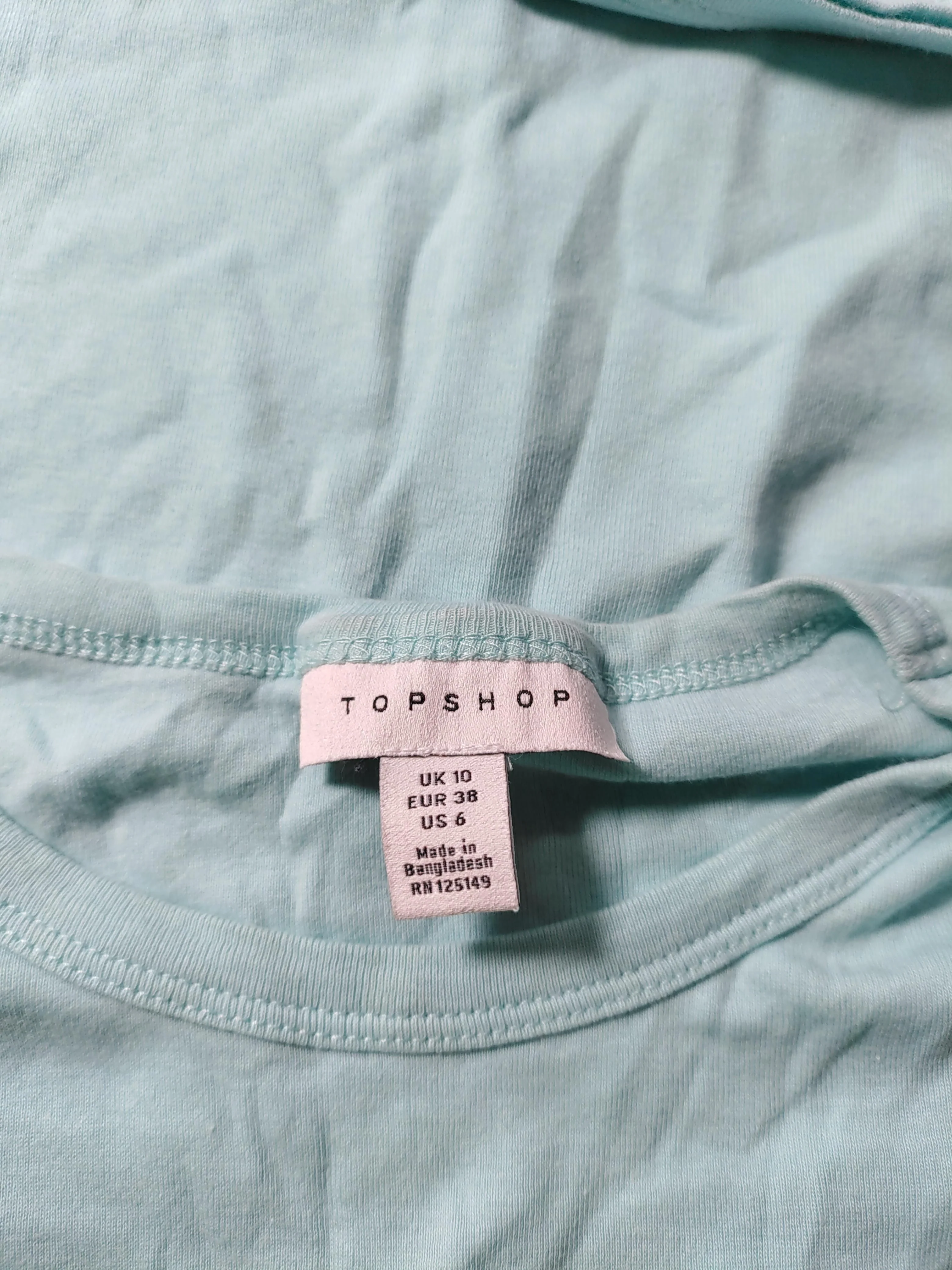 Topshop Women's T-Shirt UK 10 Blue 100% Cotton Short Sleeve Round Neck Basic - Image 6