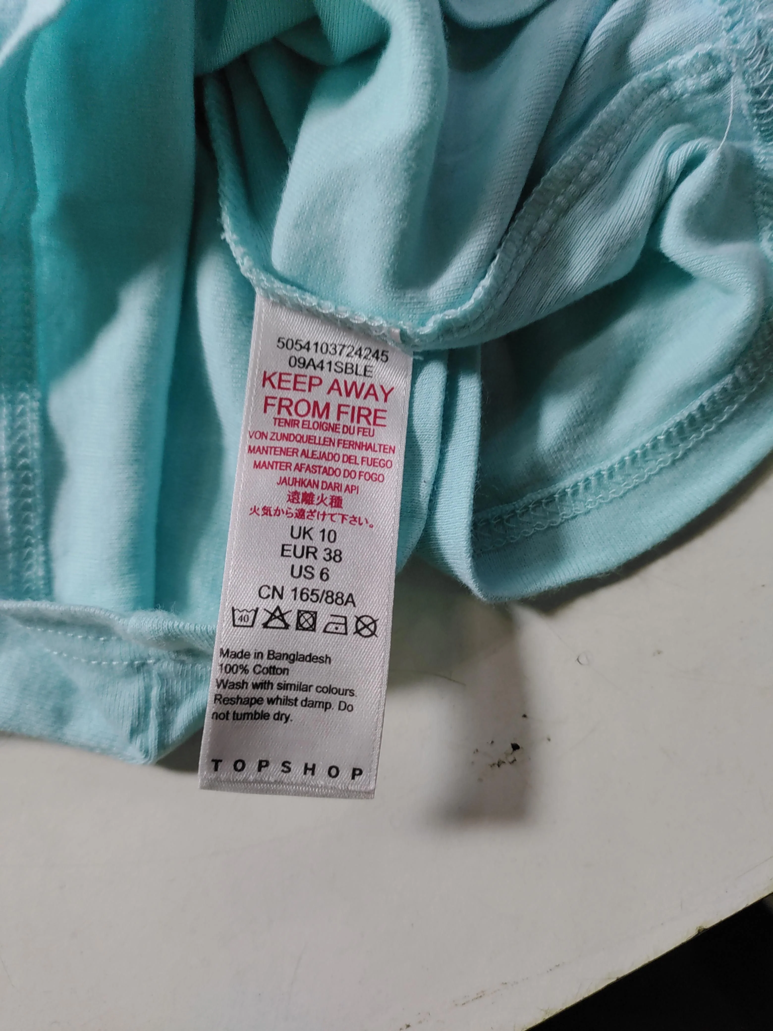 Topshop Women's T-Shirt UK 10 Blue 100% Cotton Short Sleeve Round Neck Basic - Image 7