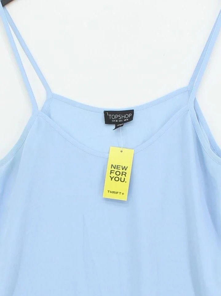 Topshop Women's T-Shirt UK 10 Blue 100% Other Sleeveless Round Neck Camisole - Image 3