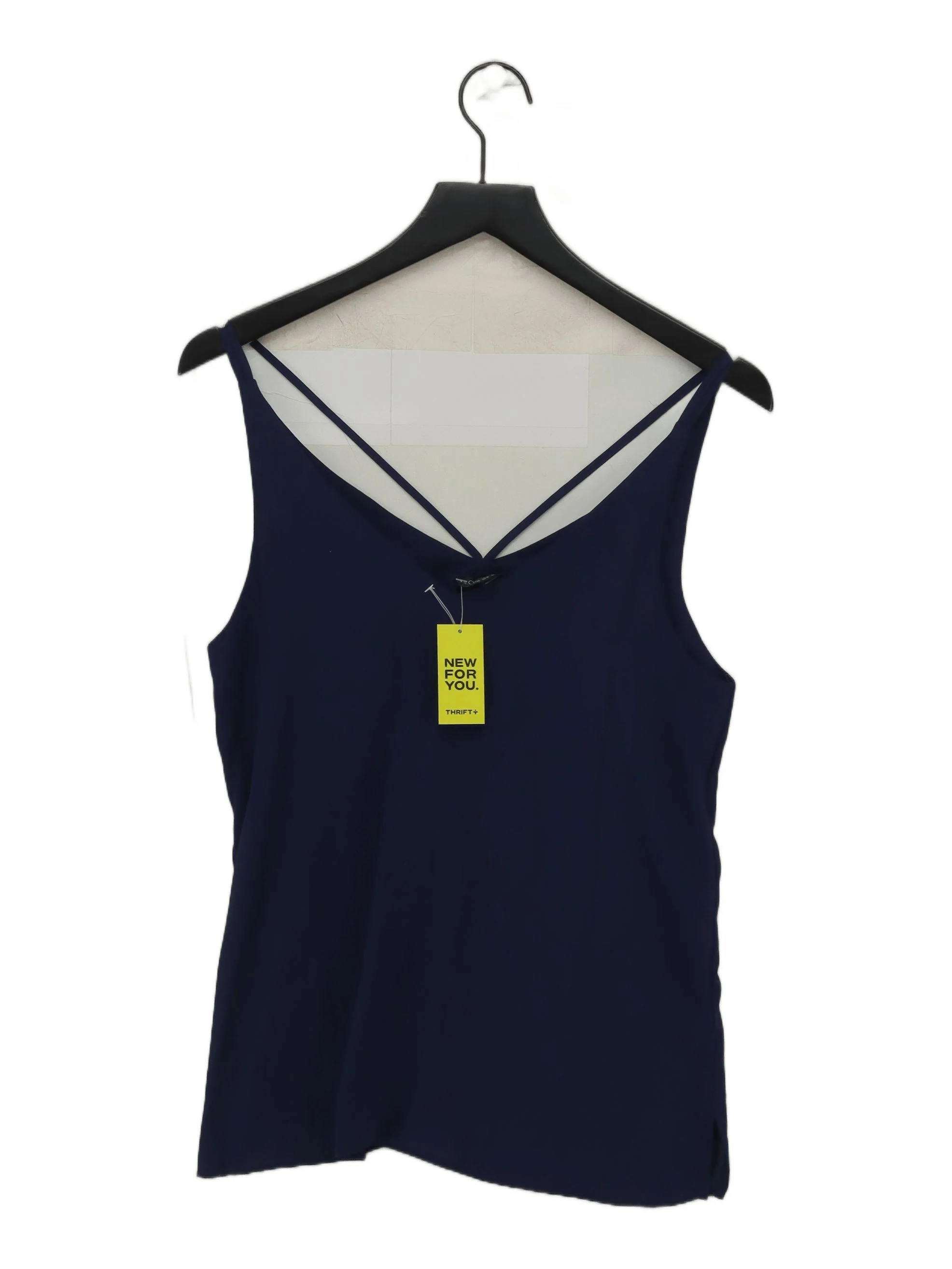 Topshop Women's T-Shirt UK 10 Blue 100% Polyester Sleeveless V-Neck Camisole