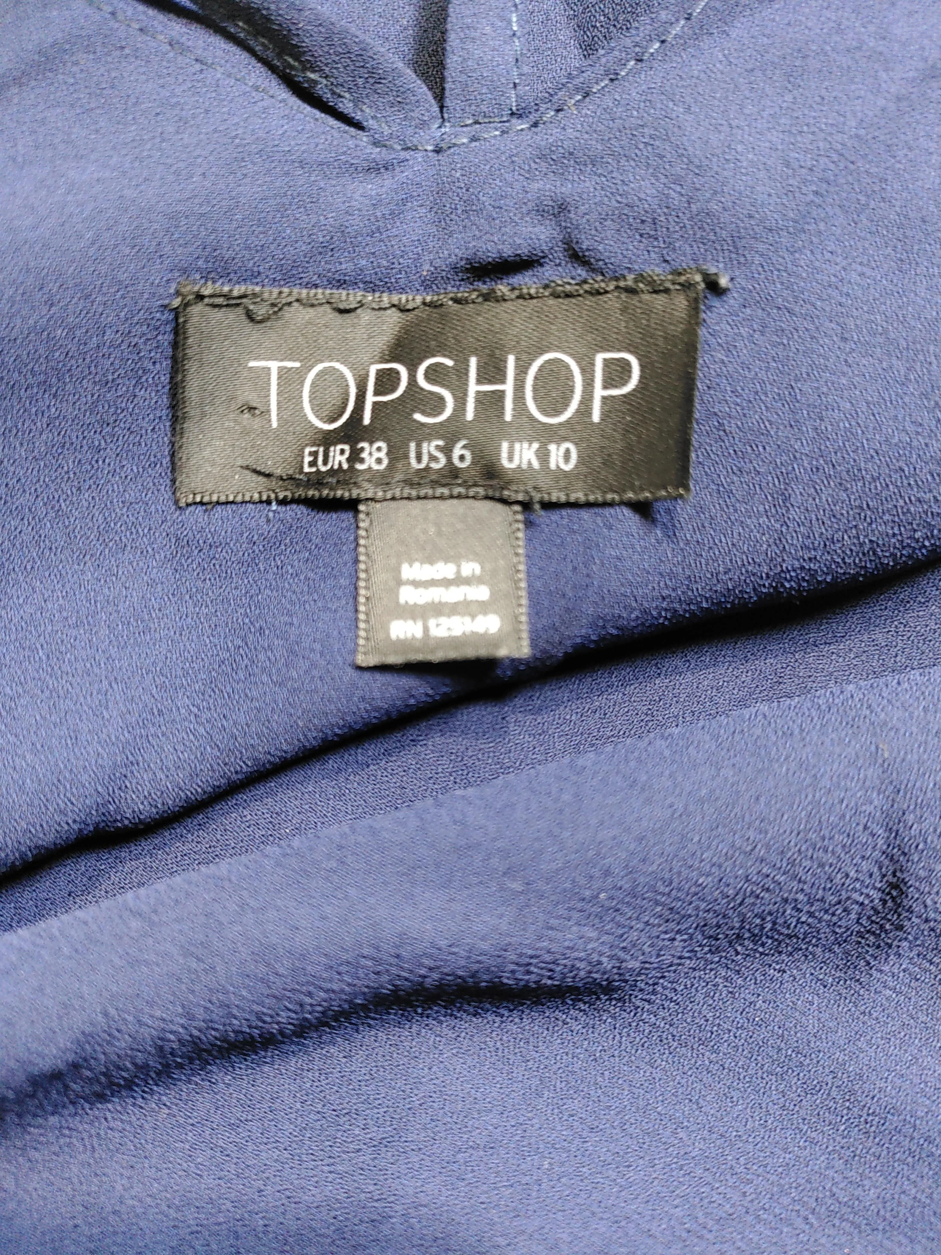 Topshop Women's T-Shirt UK 10 Blue 100% Polyester Sleeveless V-Neck Camisole - Image 5