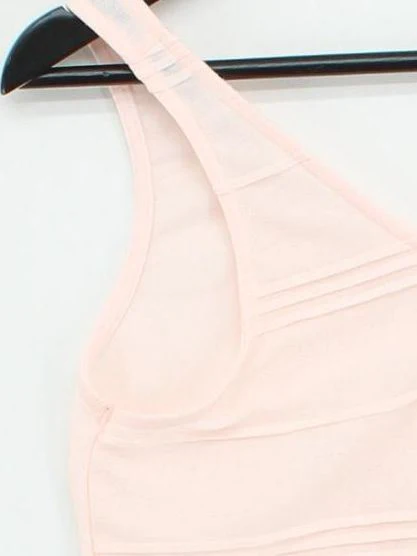 Topshop Women's T-Shirt UK 10 Pink 100% Polyester Sleeveless V-Neck Basic - Image 4