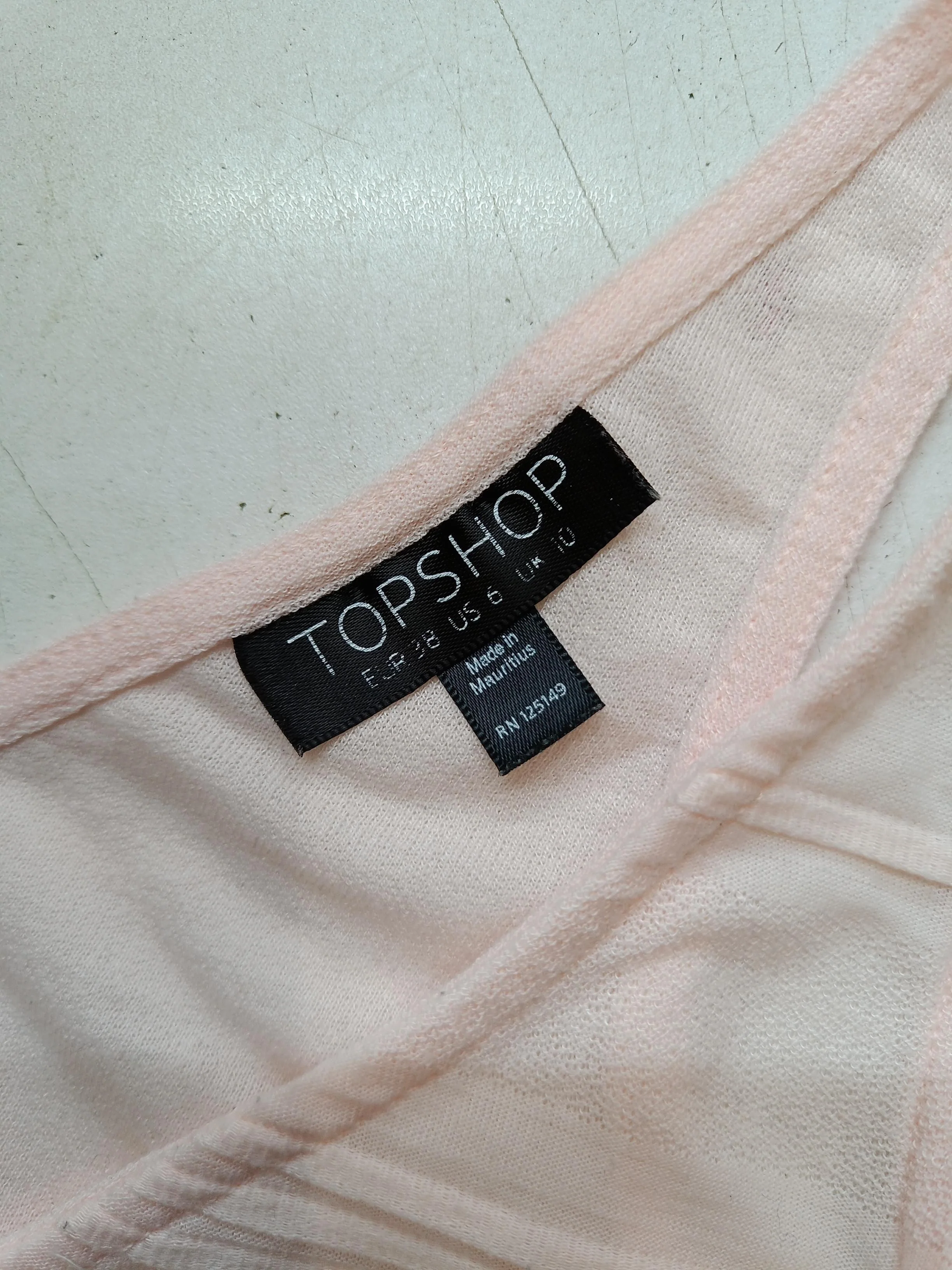 Topshop Women's T-Shirt UK 10 Pink 100% Polyester Sleeveless V-Neck Basic - Image 5