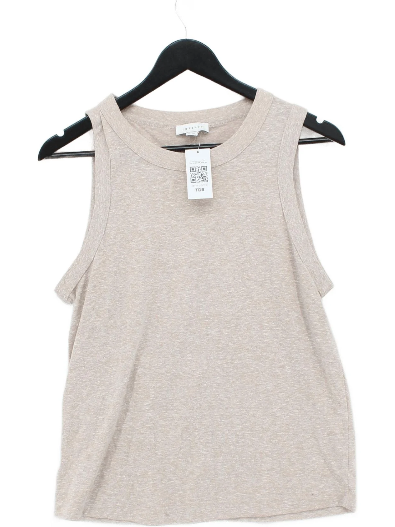 Topshop Women's T-Shirt UK 12 Cream Polyester with Cotton, Viscose Basic